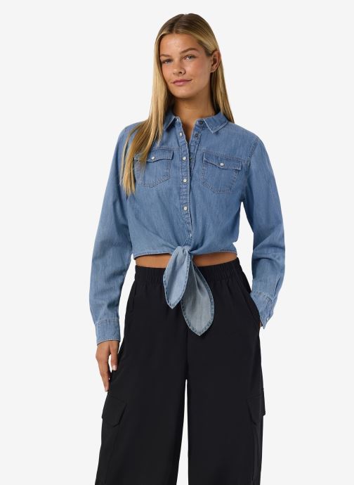 Noisy May Chemises manches longues Nmhelsa L/S Tie Shirt Mg002Lb femme bleu