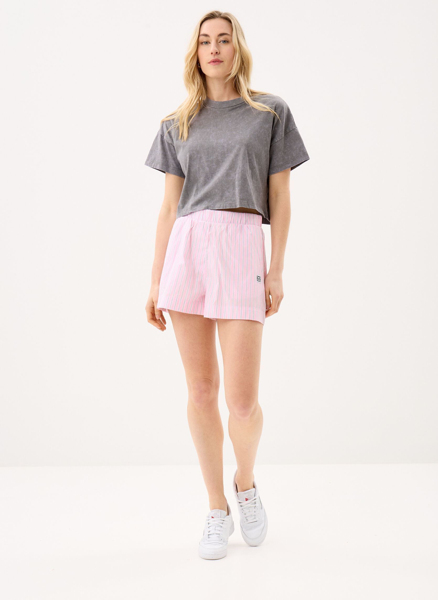 Kurzarm-T-Shirts Nmalena S/S Washed T-Shirt Jrs Fwd Noos damen grau Noisy May Kurzarm-T-Shirts Nmalena S/S Washed T-Shirt Jrs Fwd Noos damen grau Charcoal Gray