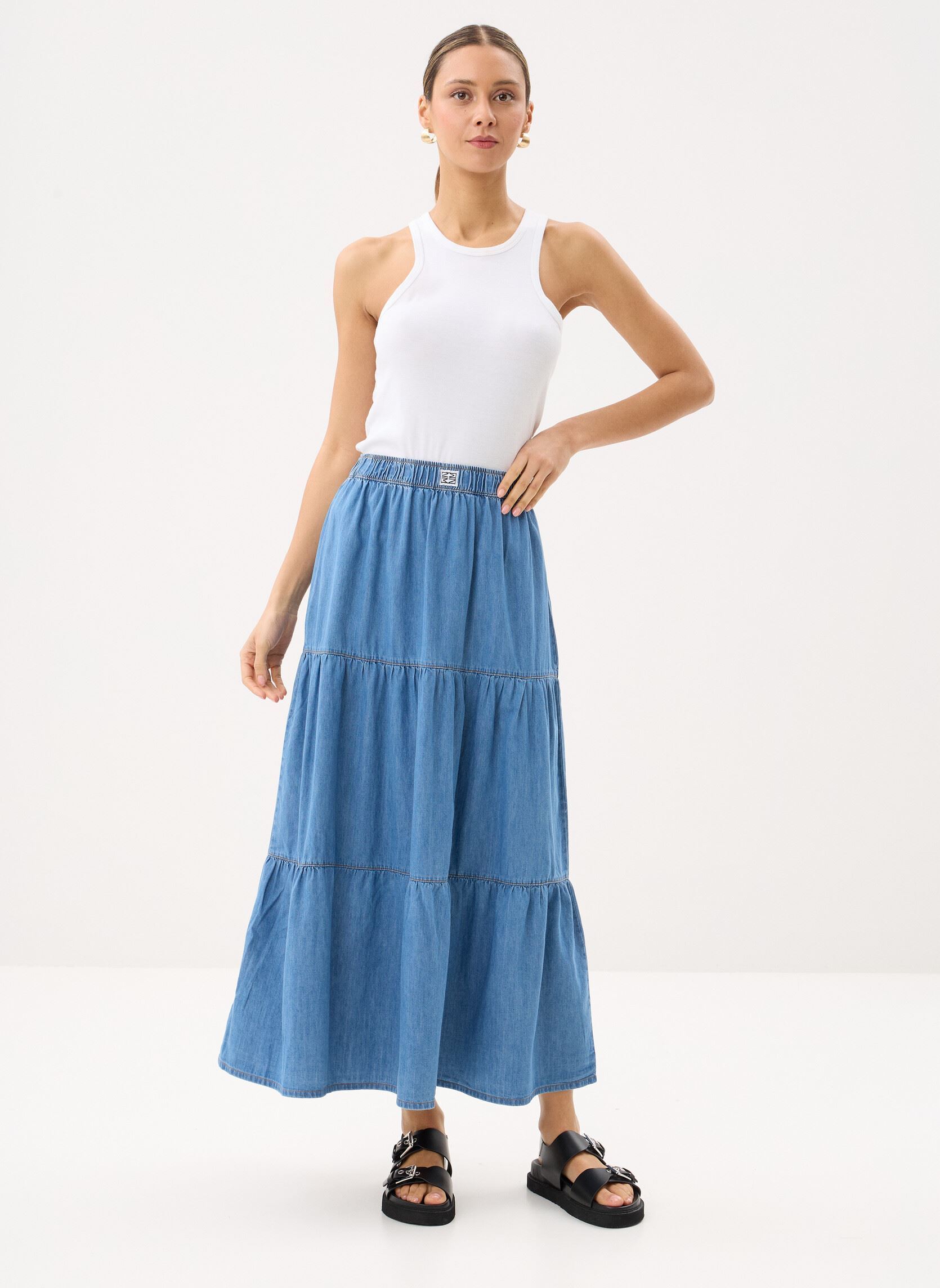 Jupes longues Nmhelsa Hw Elstc Long Skirt Mg002Lb femme bleu Noisy May Jupes longues Nmhelsa Hw Elstc Long Skirt Mg002Lb femme bleu Light Blue Denim