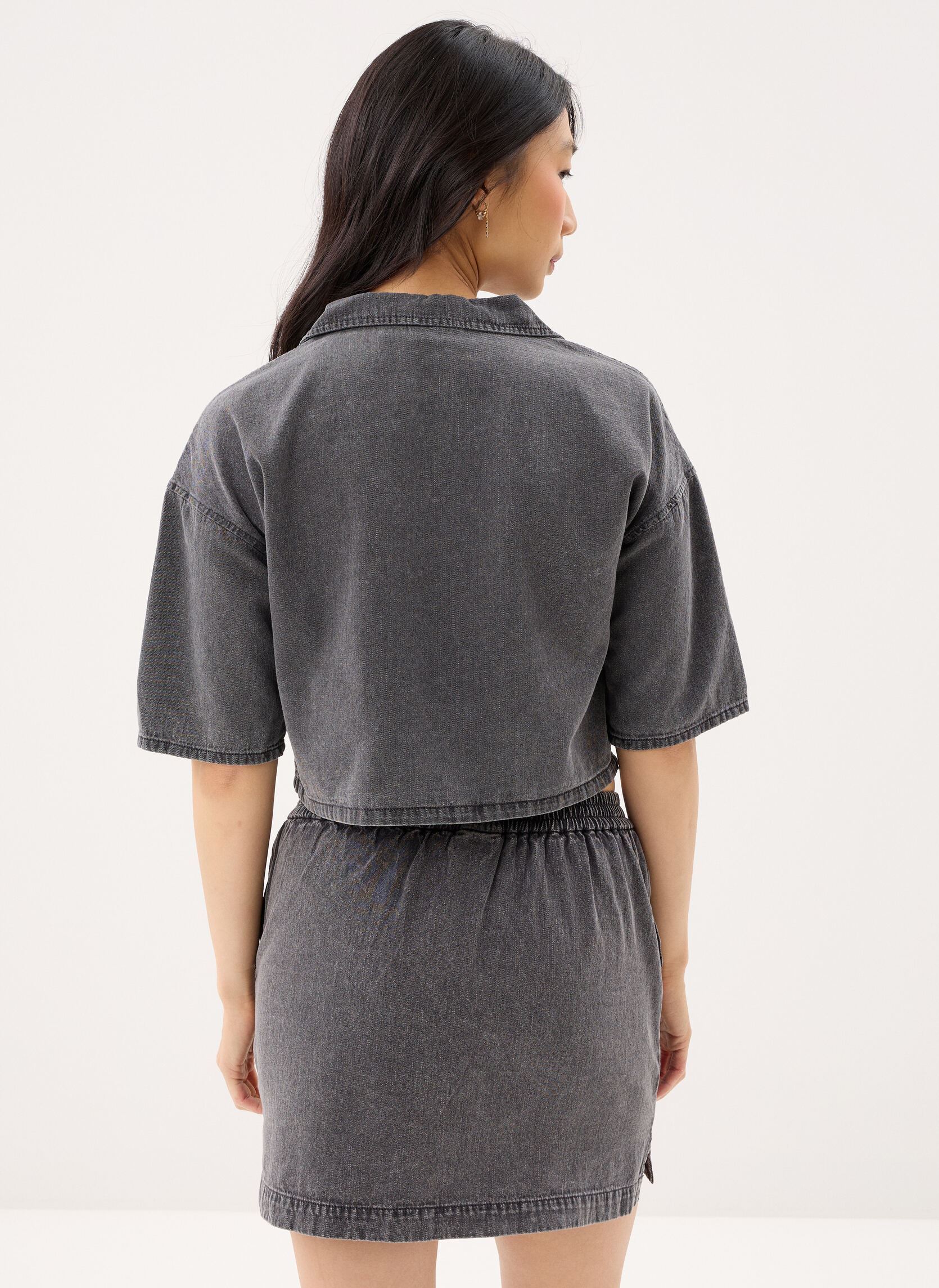 Hemden Nmoregon 2/4 Crop Denim Shirt Bs038Bl damen schwarz Noisy May Hemden Nmoregon 2/4 Crop Denim Shirt Bs038Bl damen schwarz Black Denim