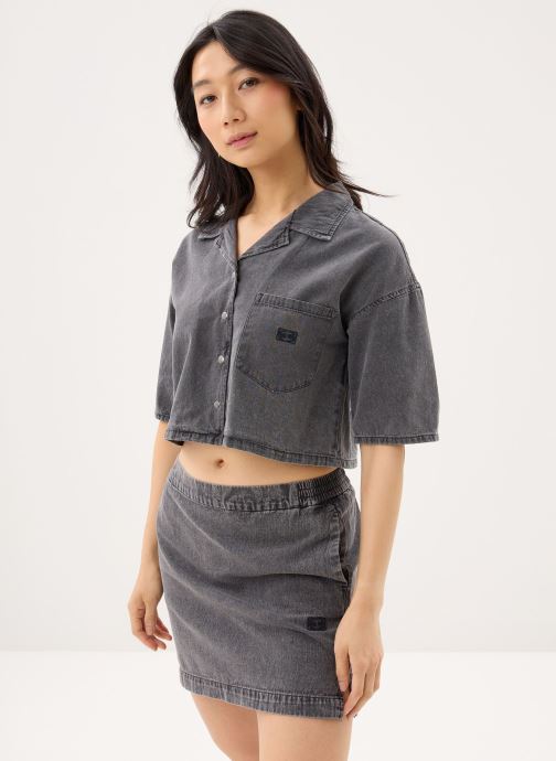 Noisy May Hemden Nmoregon 2/4 Crop Denim Shirt Bs038Bl damen schwarz