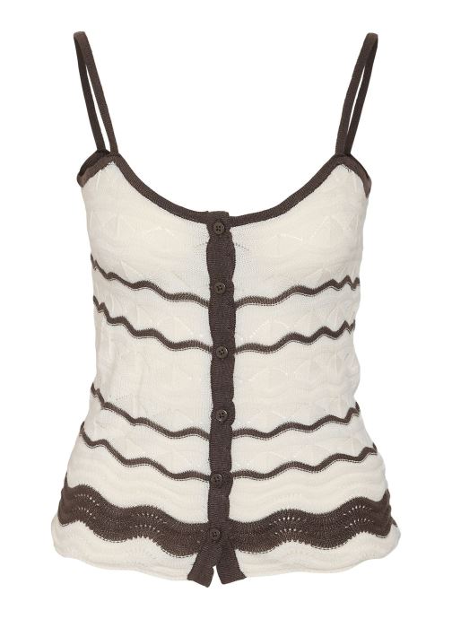 Noisy May Tops Nmsadie S/L Strap Knit Top femme beige