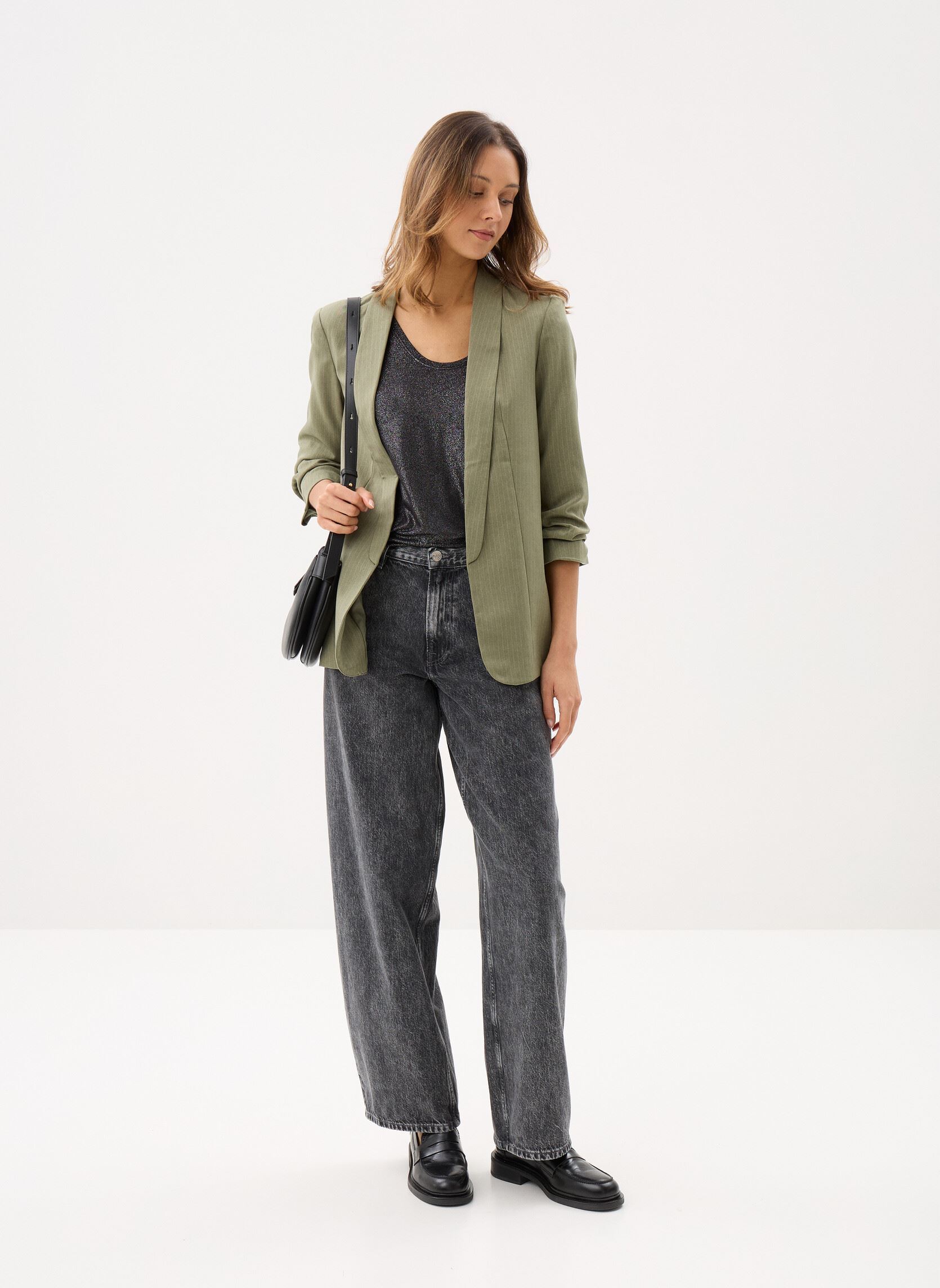 Blazer Pcbosella 3/4 Pinstripe Blazer Noos Bc dames groen Pieces Blazer Pcbosella 3/4 Pinstripe Blazer Noos Bc dames groen Deep Lichen Green