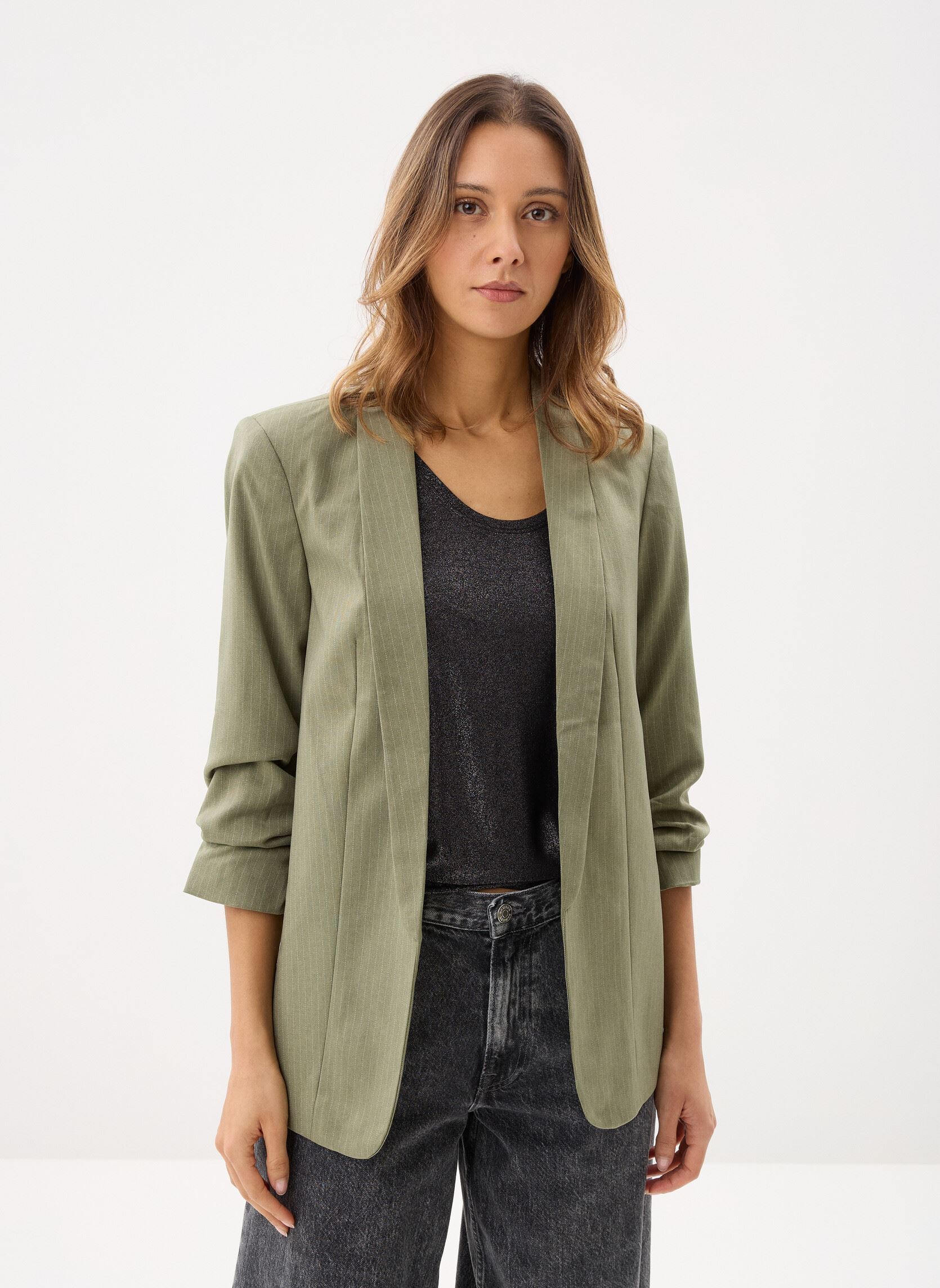 Blazer Pcbosella 3/4 Pinstripe Blazer Noos Bc dames groen Pieces Blazer Pcbosella 3/4 Pinstripe Blazer Noos Bc dames groen Deep Lichen Green