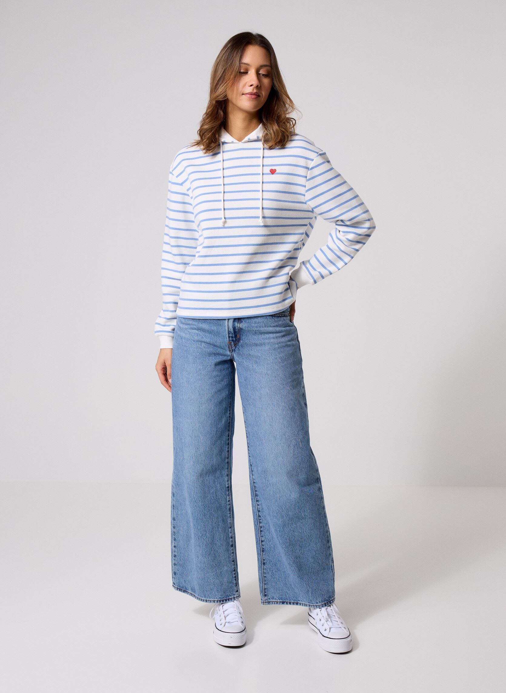 Sweats à capuche Pcchilli Ls Hoodie Stripes Emb Noos Bc H femme blanc Pieces Sweats à capuche Pcchilli Ls Hoodie Stripes Emb Noos Bc H femme blanc Cloud Dancer