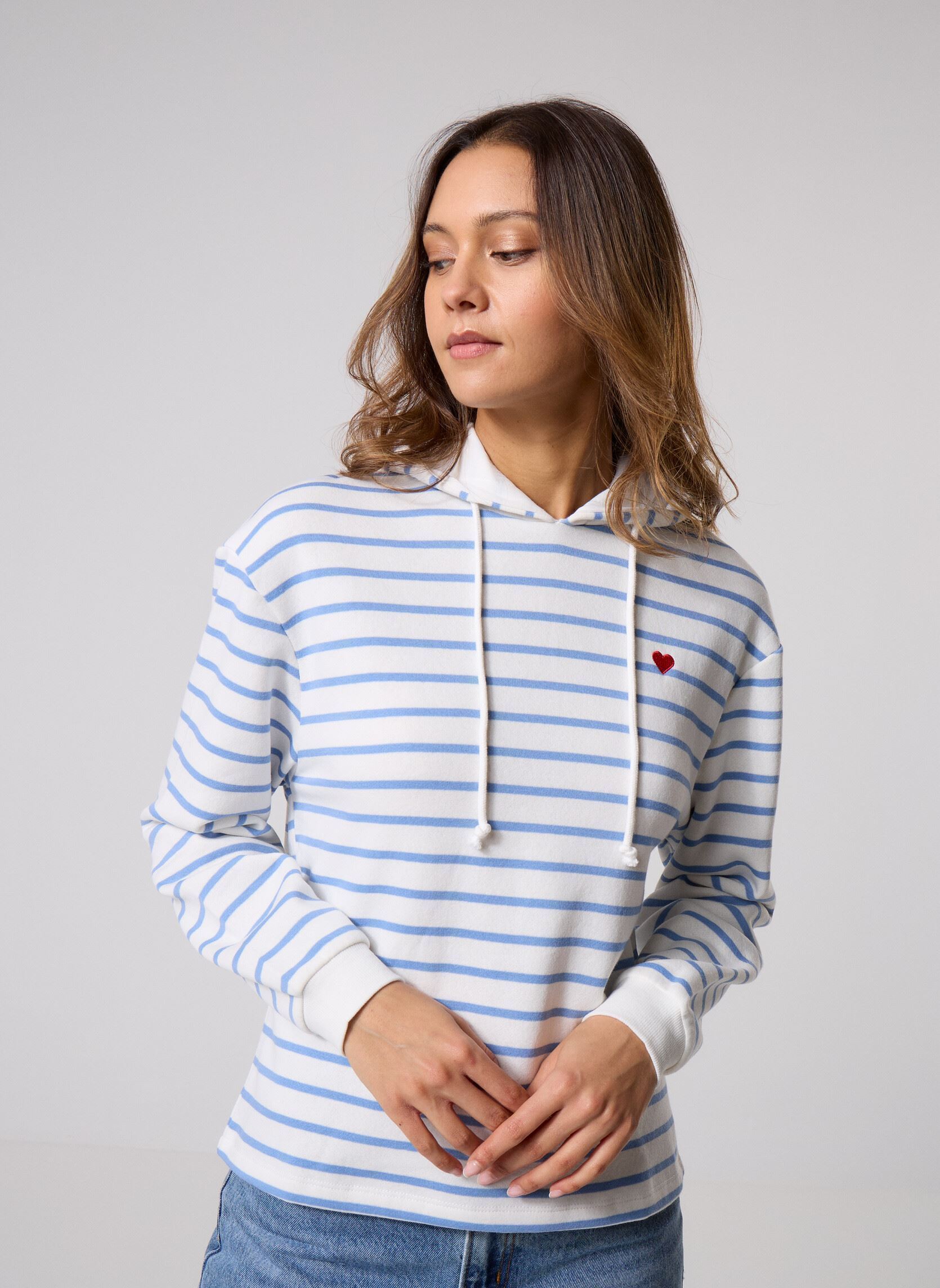 Sweats à capuche Pcchilli Ls Hoodie Stripes Emb Noos Bc H femme blanc Pieces Sweats à capuche Pcchilli Ls Hoodie Stripes Emb Noos Bc H femme blanc Cloud Dancer