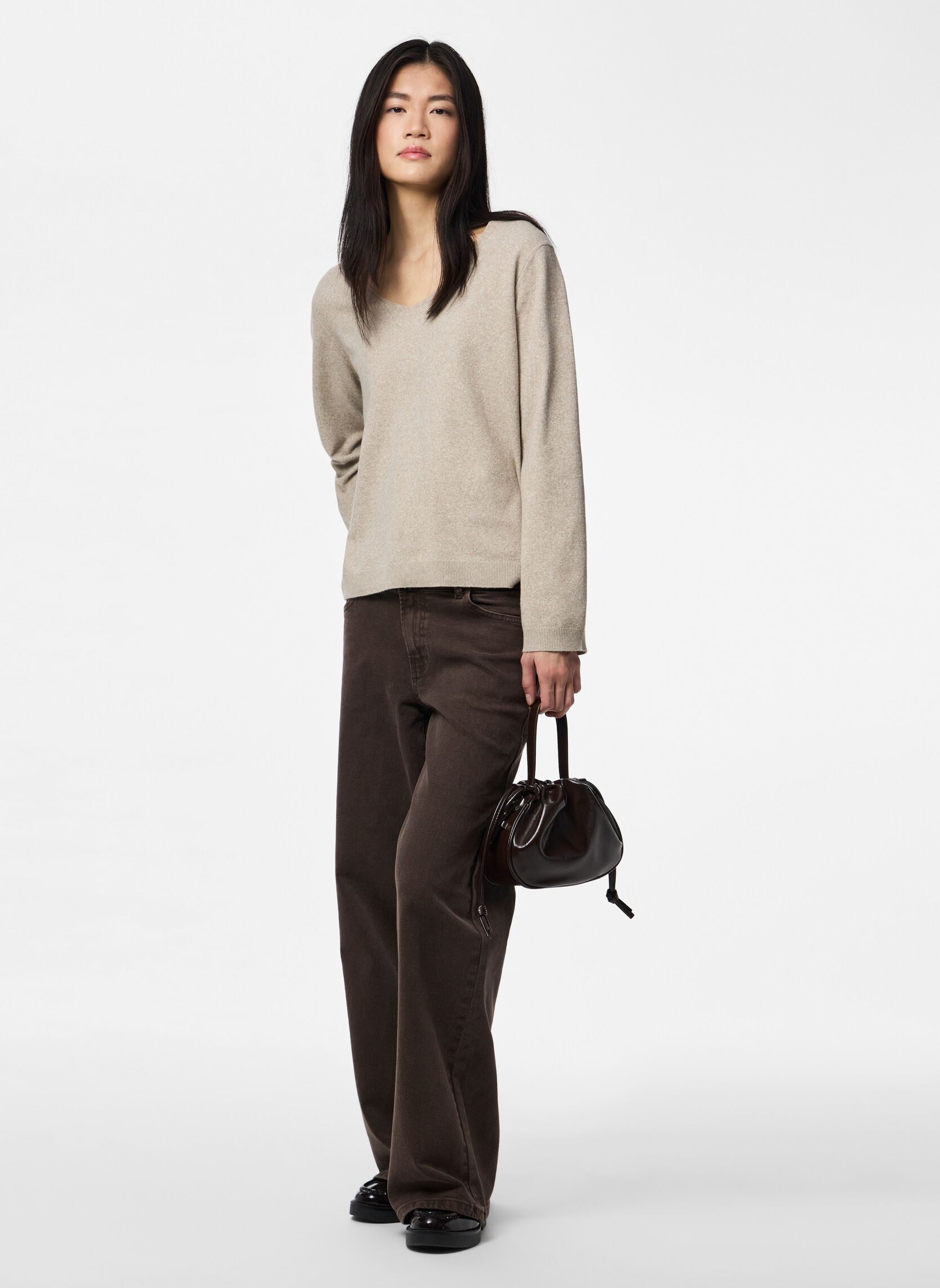 Truien Pcbree Ls V-Neck Knit Noos Bc dames beige Pieces Truien Pcbree Ls V-Neck Knit Noos Bc dames beige CROCKERY