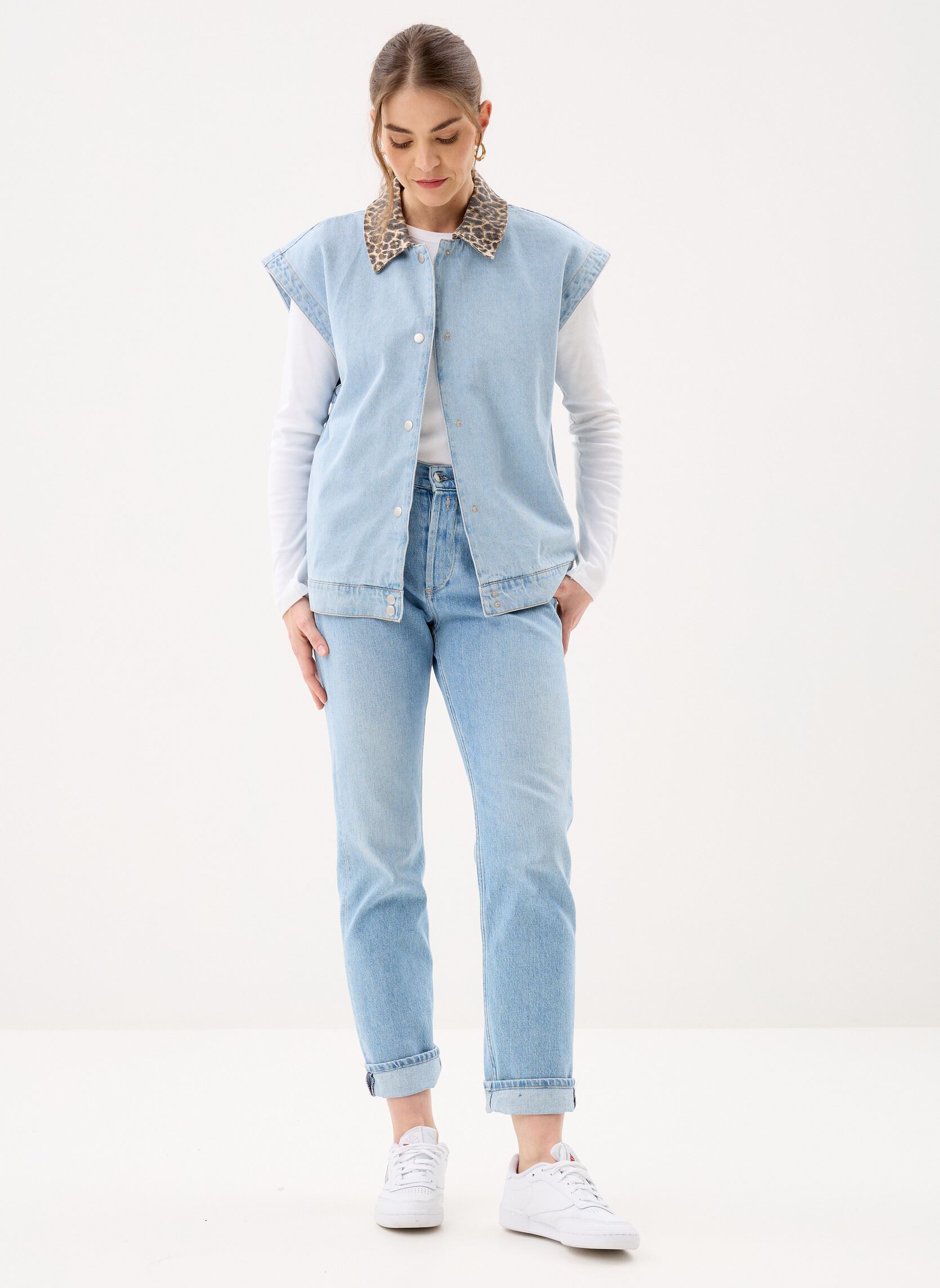 Vestes sans manches Pcbreia Sl Denim Vest Fc femme bleu Pieces Vestes sans manches Pcbreia Sl Denim Vest Fc femme bleu Light Blue Denim
