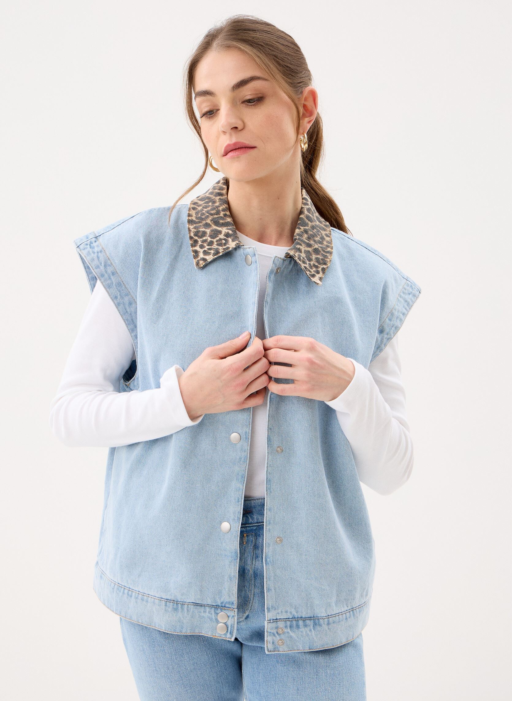 Vestes sans manches Pcbreia Sl Denim Vest Fc femme bleu Pieces Vestes sans manches Pcbreia Sl Denim Vest Fc femme bleu Light Blue Denim