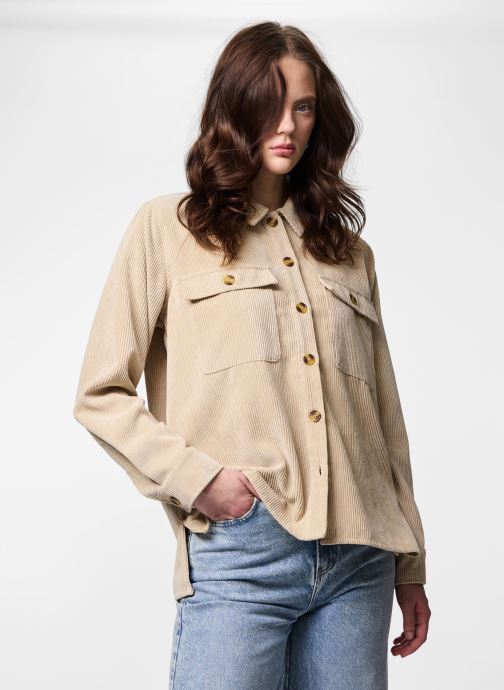 Pieces Langarm-Hemden Pceffi Ls Shirt Wvn Noos damen weiß