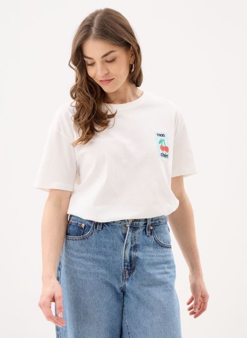 Pieces Tee-shirts manches courtes Pceloise Ss Emb Tee Fc Bc femme blanc
