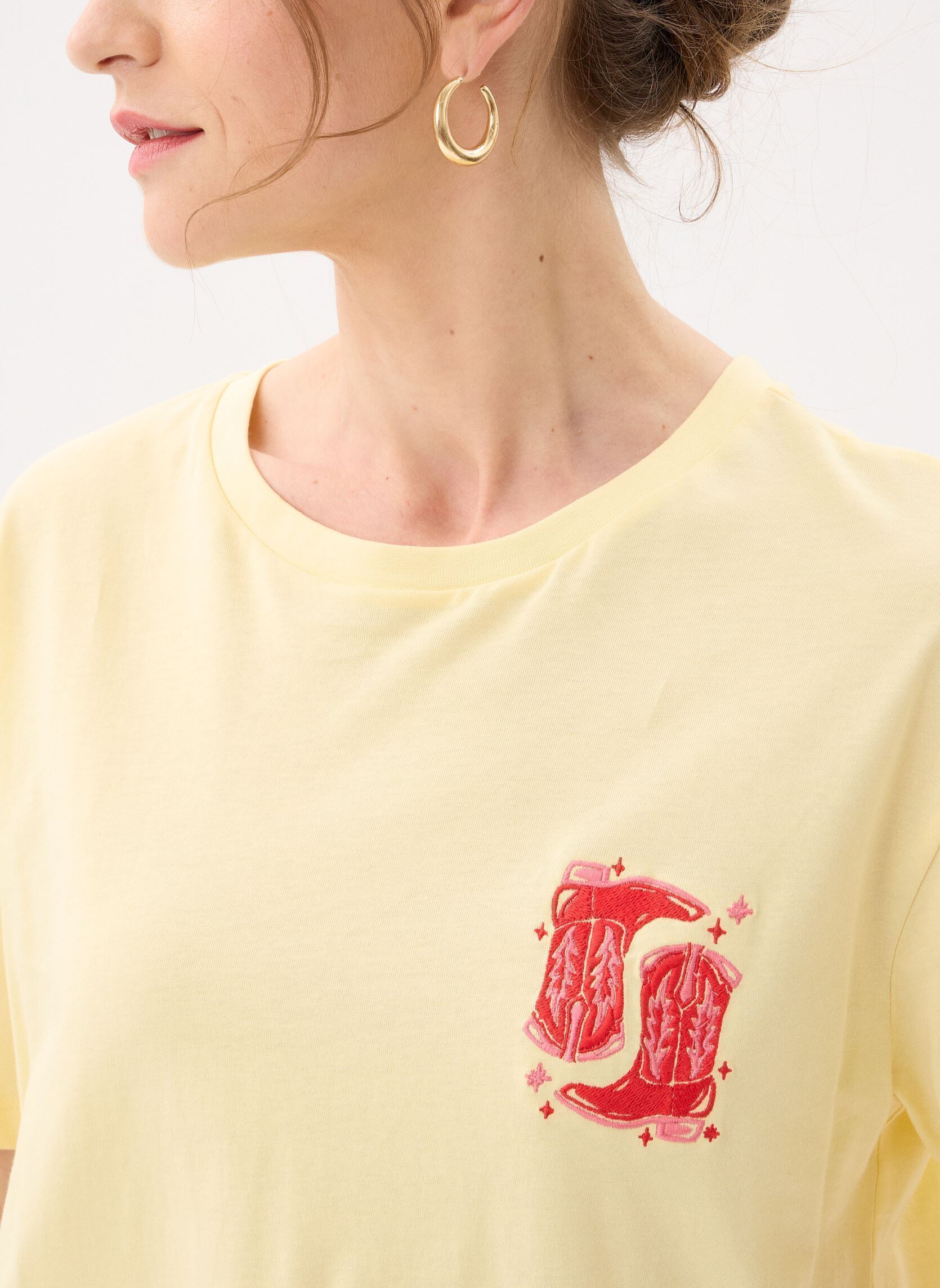 Kurzarm-T-Shirts Pceloise Ss Emb Tee Fc Bc damen gelb Pieces Kurzarm-T-Shirts Pceloise Ss Emb Tee Fc Bc damen gelb French Vanilla