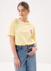 Kurzarm-T-Shirts Pceloise Ss Emb Tee Fc Bc damen gelb