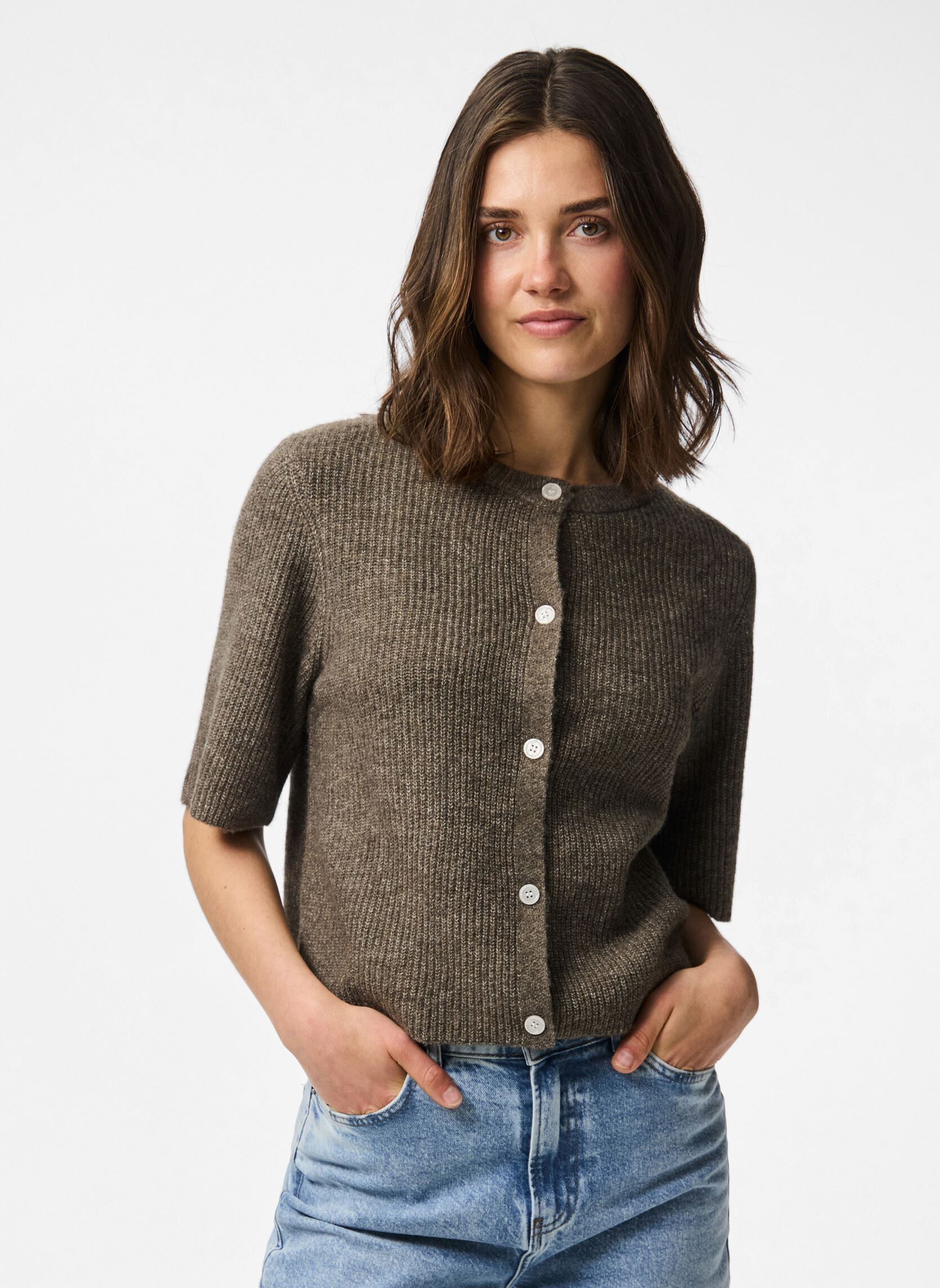 Pullover Pcsilly Ss O-Neck Knit Cardigan Noos Bc damen braun Pieces Pullover Pcsilly Ss O-Neck Knit Cardigan Noos Bc damen braun morel