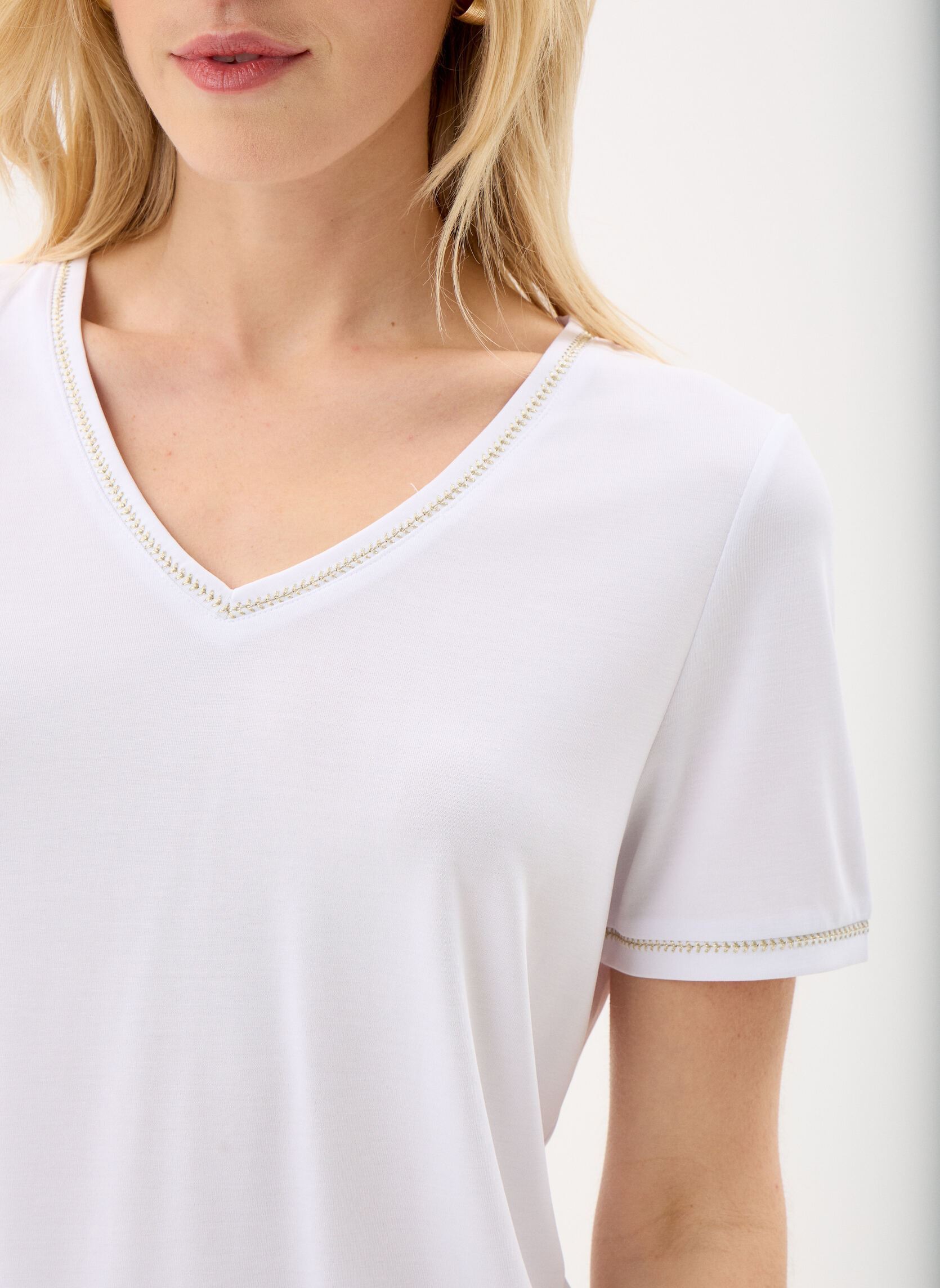 Tee-shirts manches courtes Pcalana Ss Stud Tee Fc Bc femme blanc Pieces Tee-shirts manches courtes Pcalana Ss Stud Tee Fc Bc femme blanc Bright white