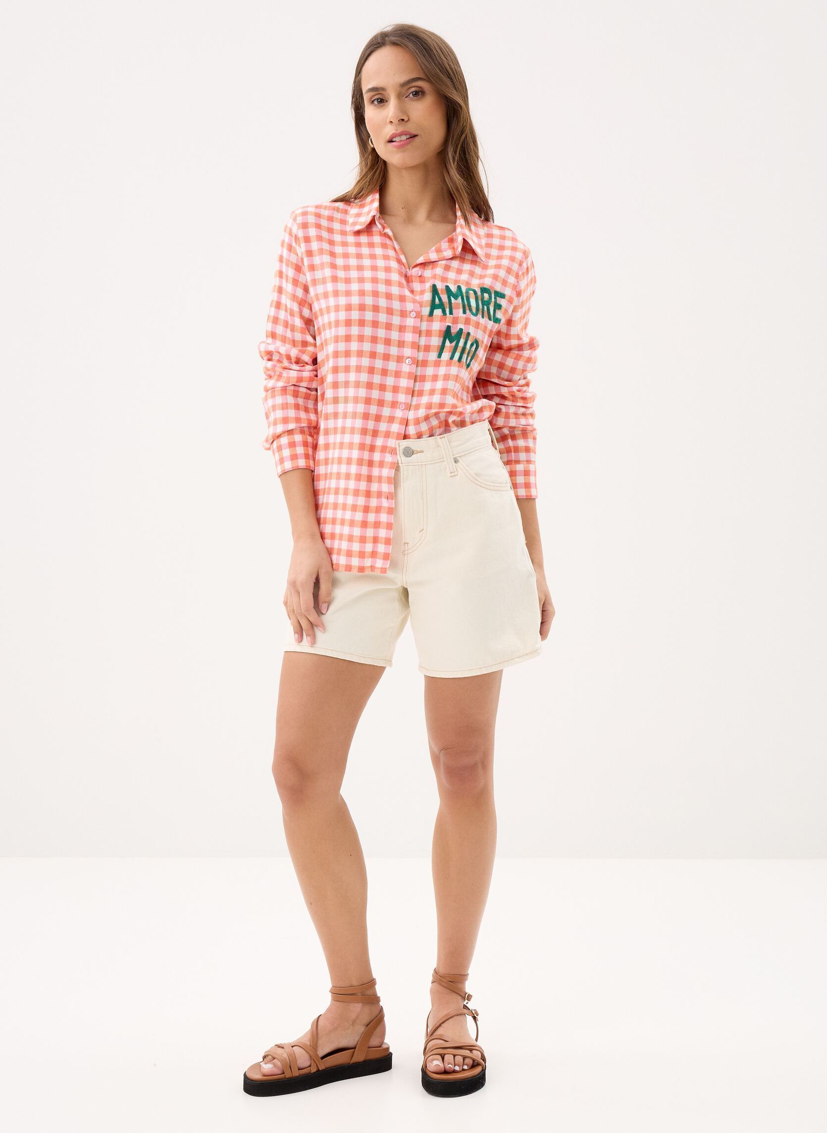 Chemises manches longues Pcalize Ls Check Shirt Fc femme blanc Pieces Chemises manches longues Pcalize Ls Check Shirt Fc femme blanc CLOUD DANCER
