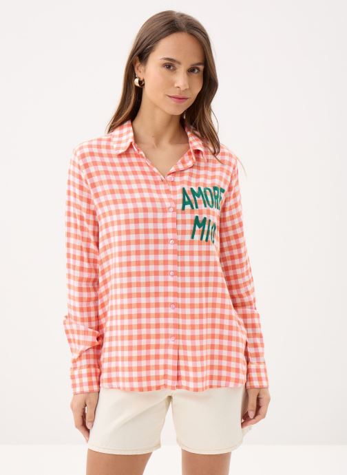Pieces Langarm-Hemden Pcalize Ls Check Shirt Fc damen weiß