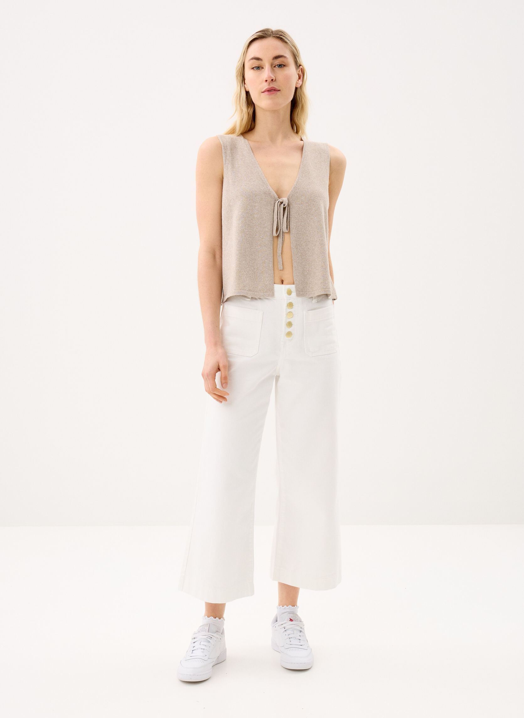 Gilets Pcbree Sl Tie Knit Vest Noos Bc femme beige Pieces Gilets Pcbree Sl Tie Knit Vest Noos Bc femme beige CROCKERY
