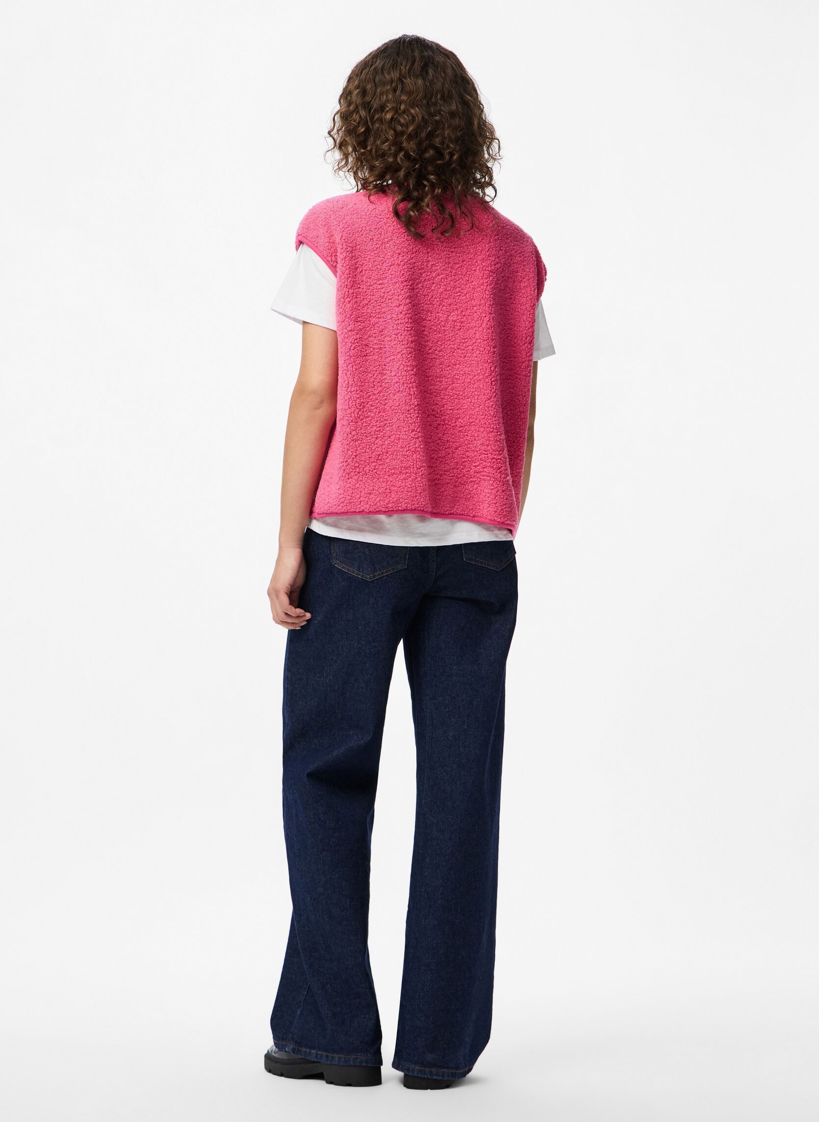 Vestes sans manches Pckatty Teddy Vest Noos Bc femme rose Pieces Vestes sans manches Pckatty Teddy Vest Noos Bc femme rose SHOCKING PINK