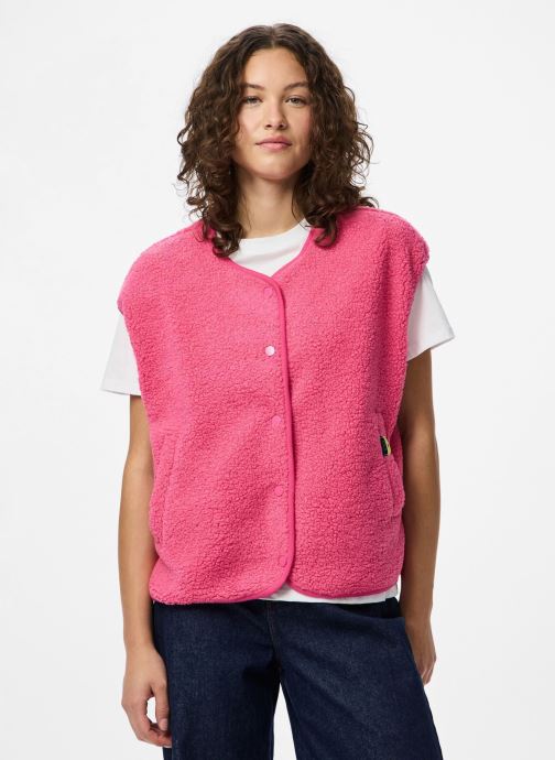Pieces Vestes sans manches Pckatty Teddy Vest Noos Bc femme rose