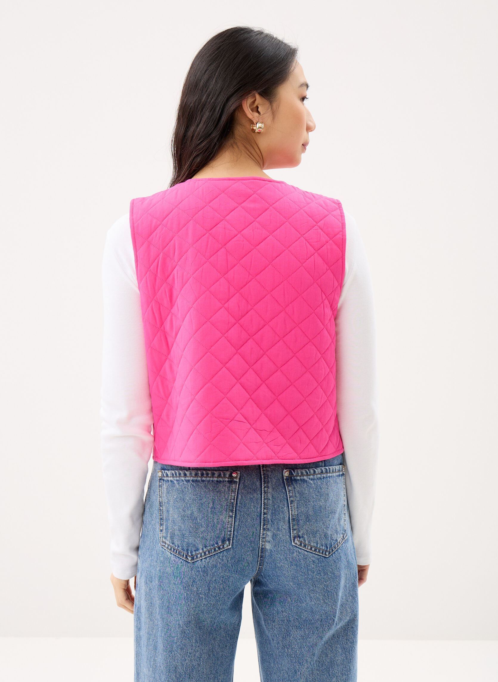 Westen Pcsaria Short Quilt Vest damen rosa Pieces Westen Pcsaria Short Quilt Vest damen rosa FUCHSIA PURPLE
