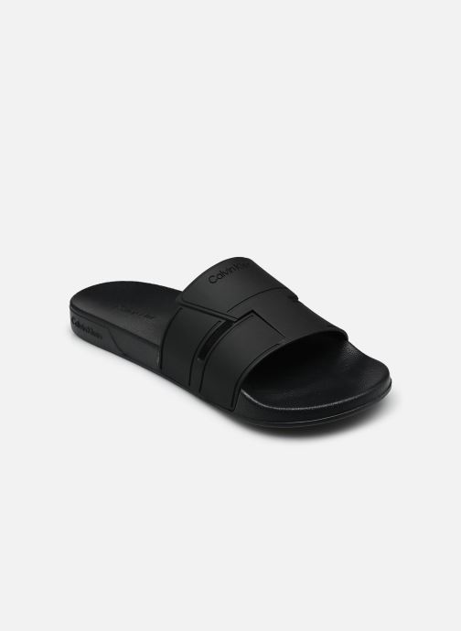 Calvin Klein Sandales de bain ESS SLIDE DOUBLE T homme noir