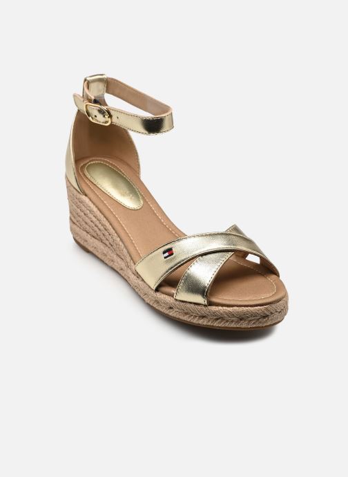 Tommy Hilfiger Espadrilles met sleehak en plateau MID WEDGE ESPAD X CR dames goud en brons