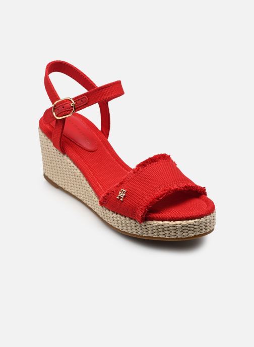 Tommy Hilfiger Espadrilles met sleehak en plateau MID WOVEN WEDGE ESPA dames rood
