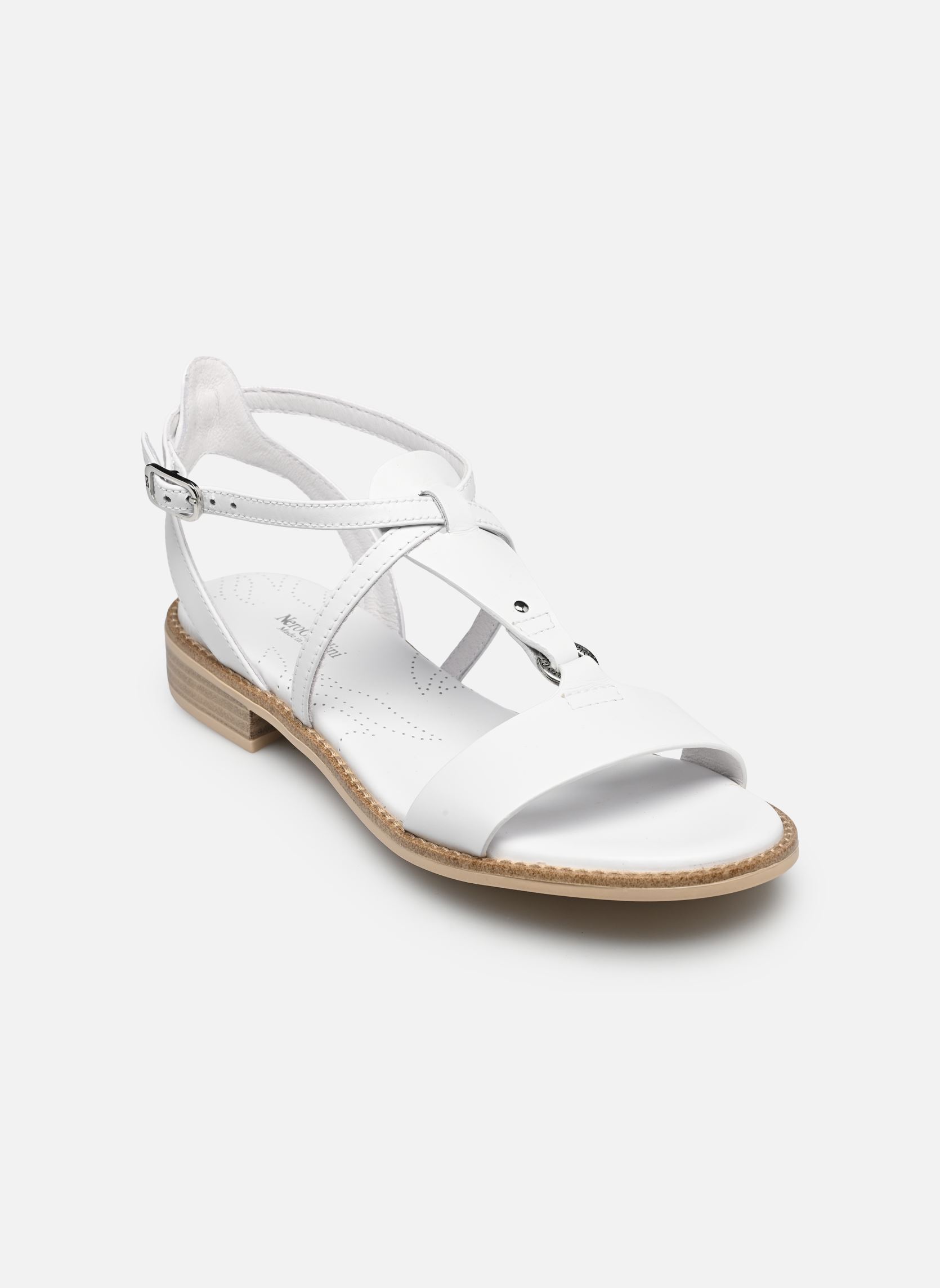 Flache Sandalen E615895D damen weiß NeroGiardini Flache Sandalen E615895D damen weiß 707