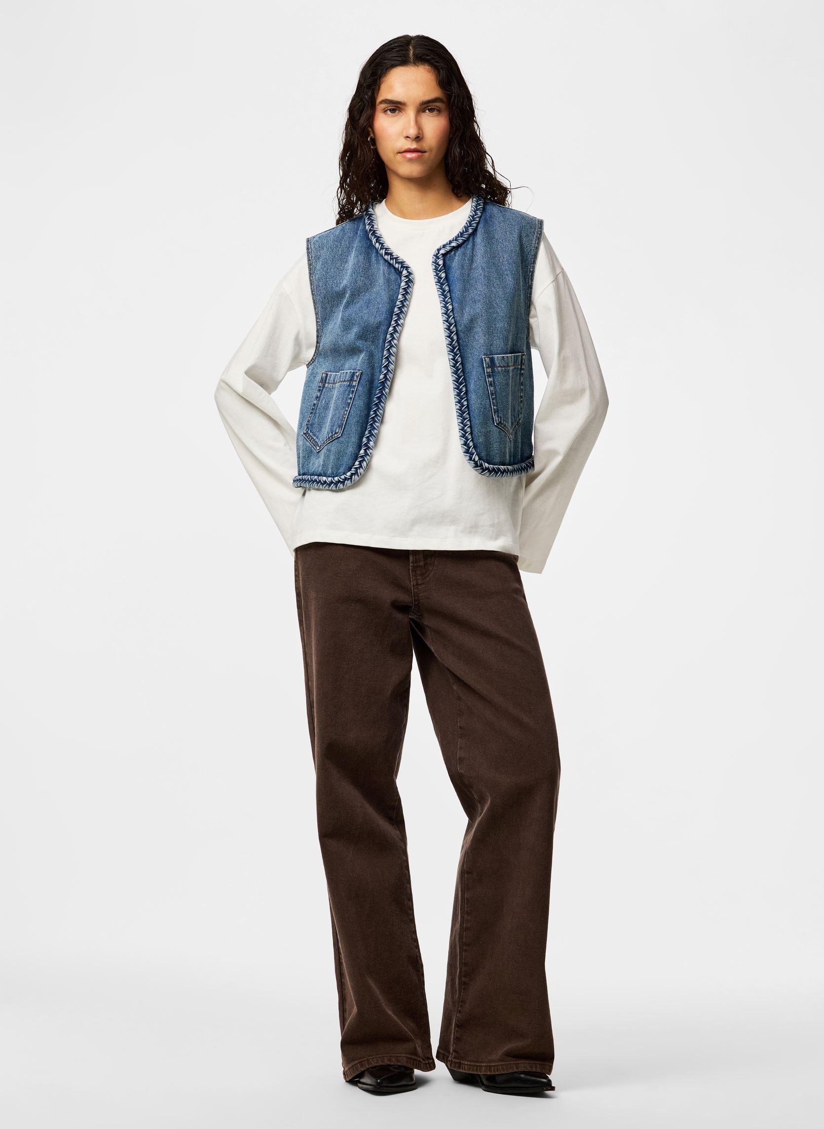 Strickjacken und Westen Pcbell Cropped Denim Vest damen blau Pieces Strickjacken und Westen Pcbell Cropped Denim Vest damen blau LIGHT BLUE DENIM