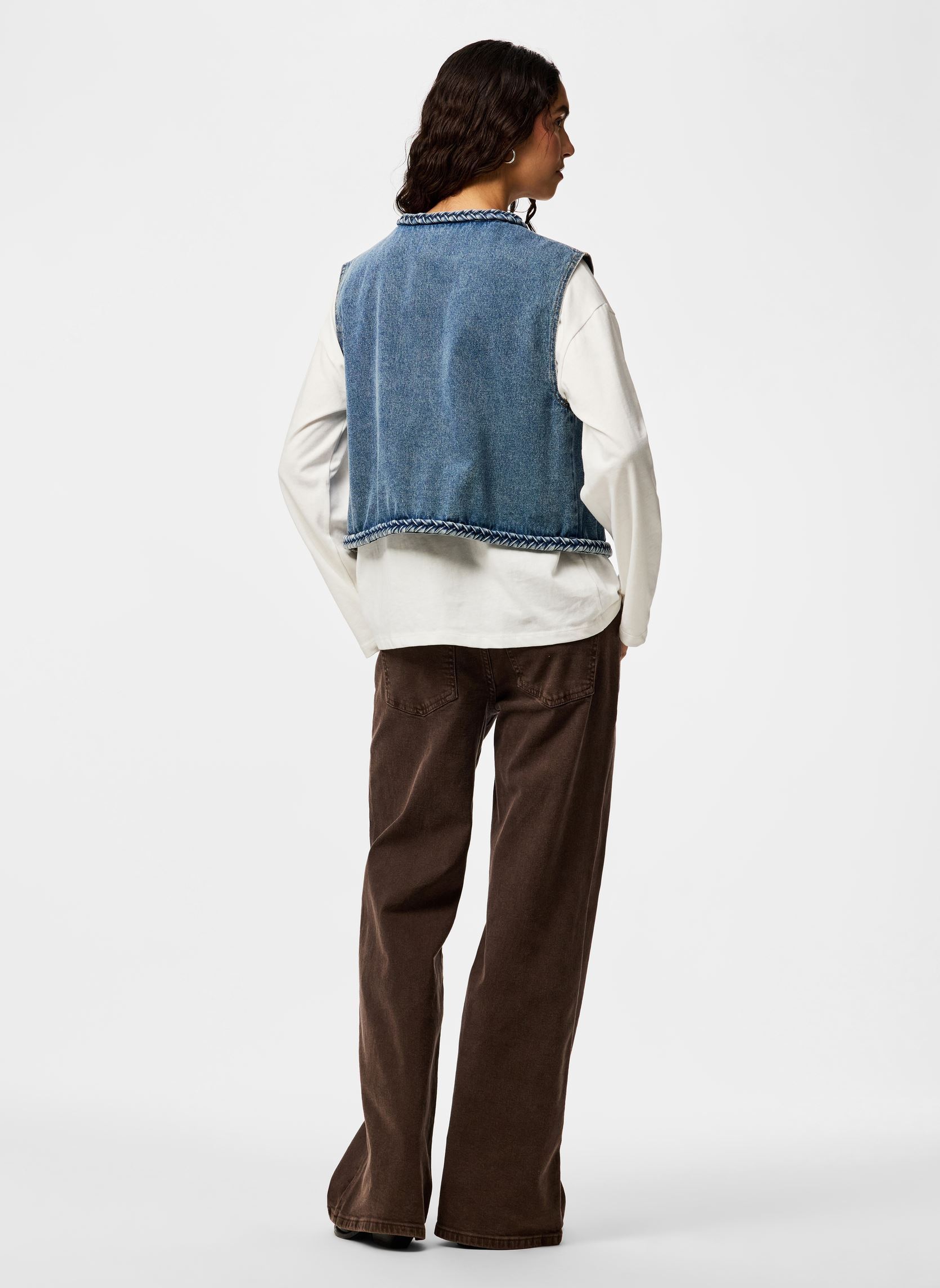 Strickjacken und Westen Pcbell Cropped Denim Vest damen blau Pieces Strickjacken und Westen Pcbell Cropped Denim Vest damen blau LIGHT BLUE DENIM