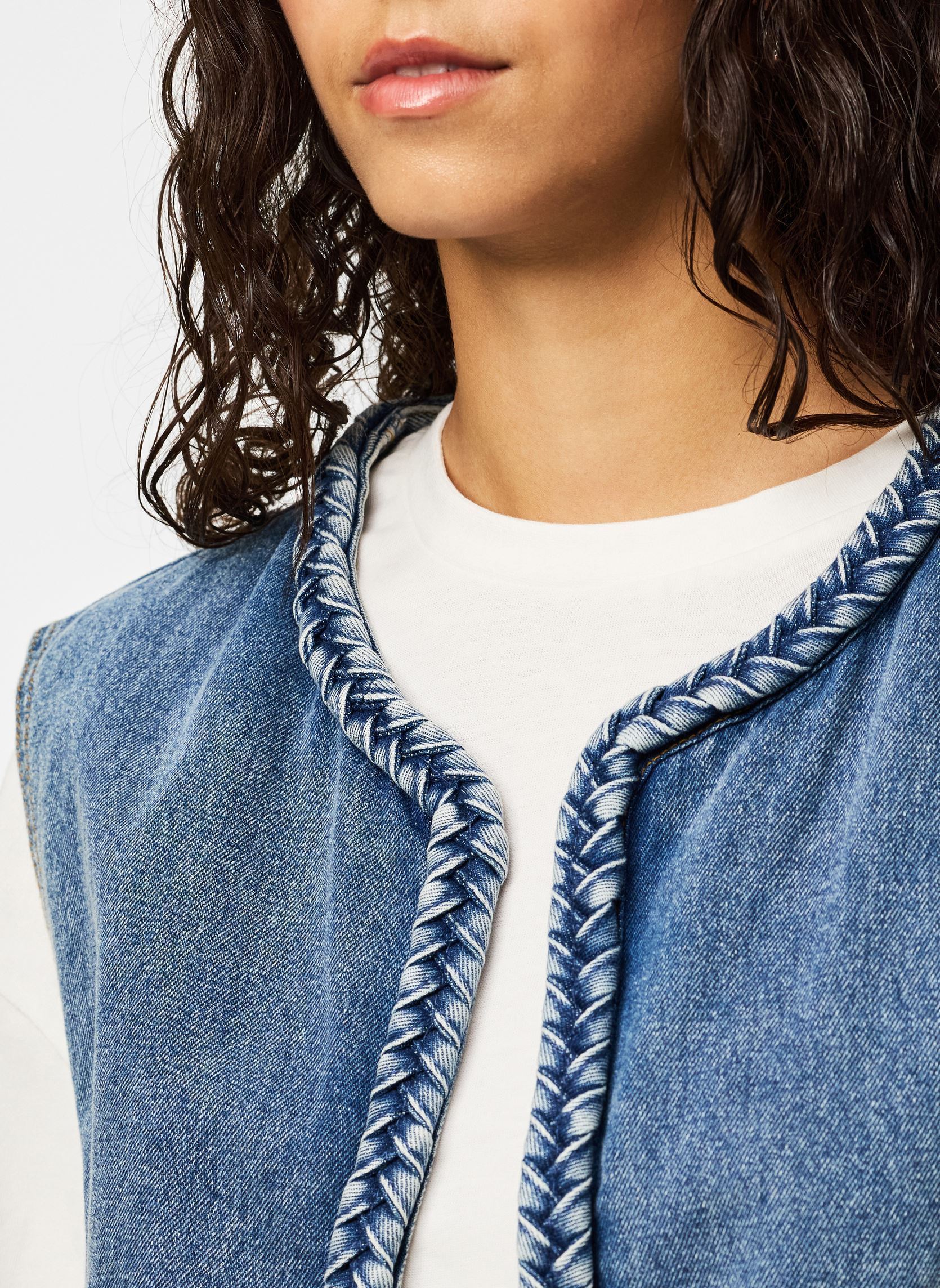 Strickjacken und Westen Pcbell Cropped Denim Vest damen blau Pieces Strickjacken und Westen Pcbell Cropped Denim Vest damen blau LIGHT BLUE DENIM