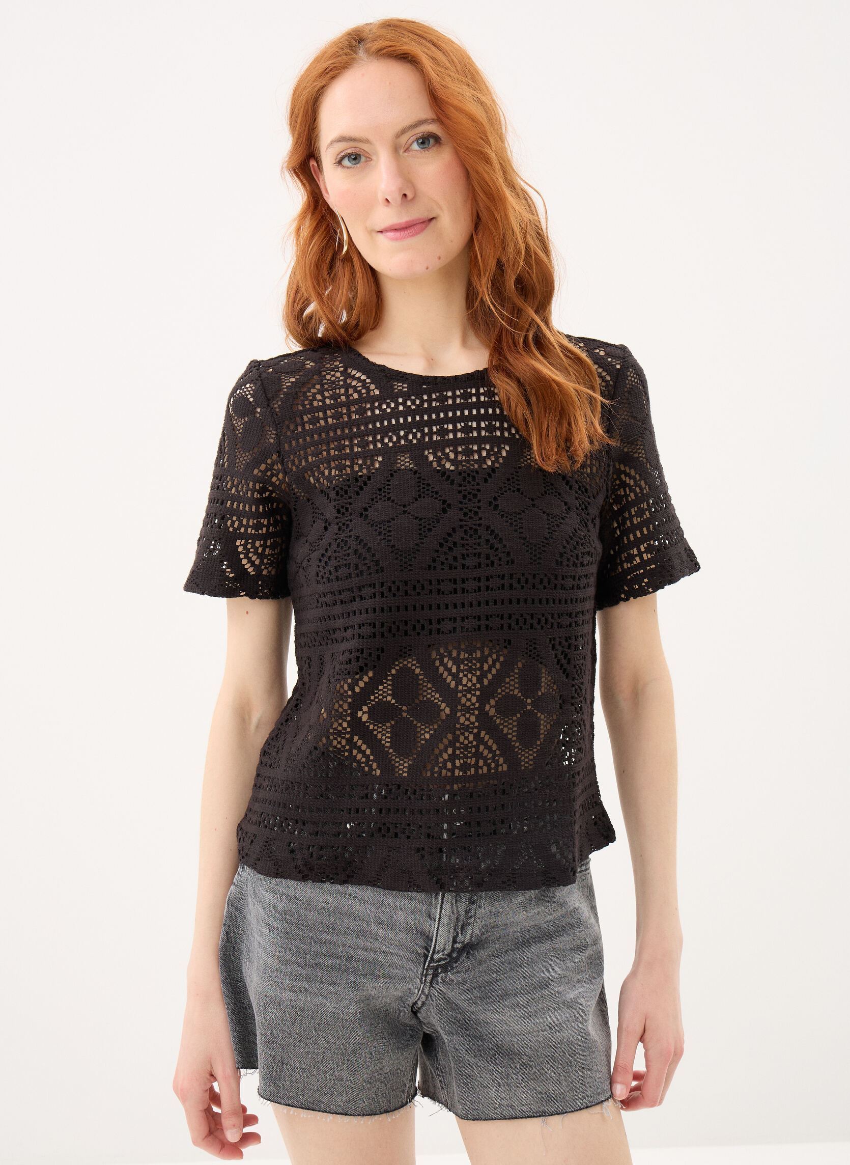 Tee-shirts Pcbonnie Ss Top Jrs femme noir Pieces Tee-shirts Pcbonnie Ss Top Jrs femme noir Black