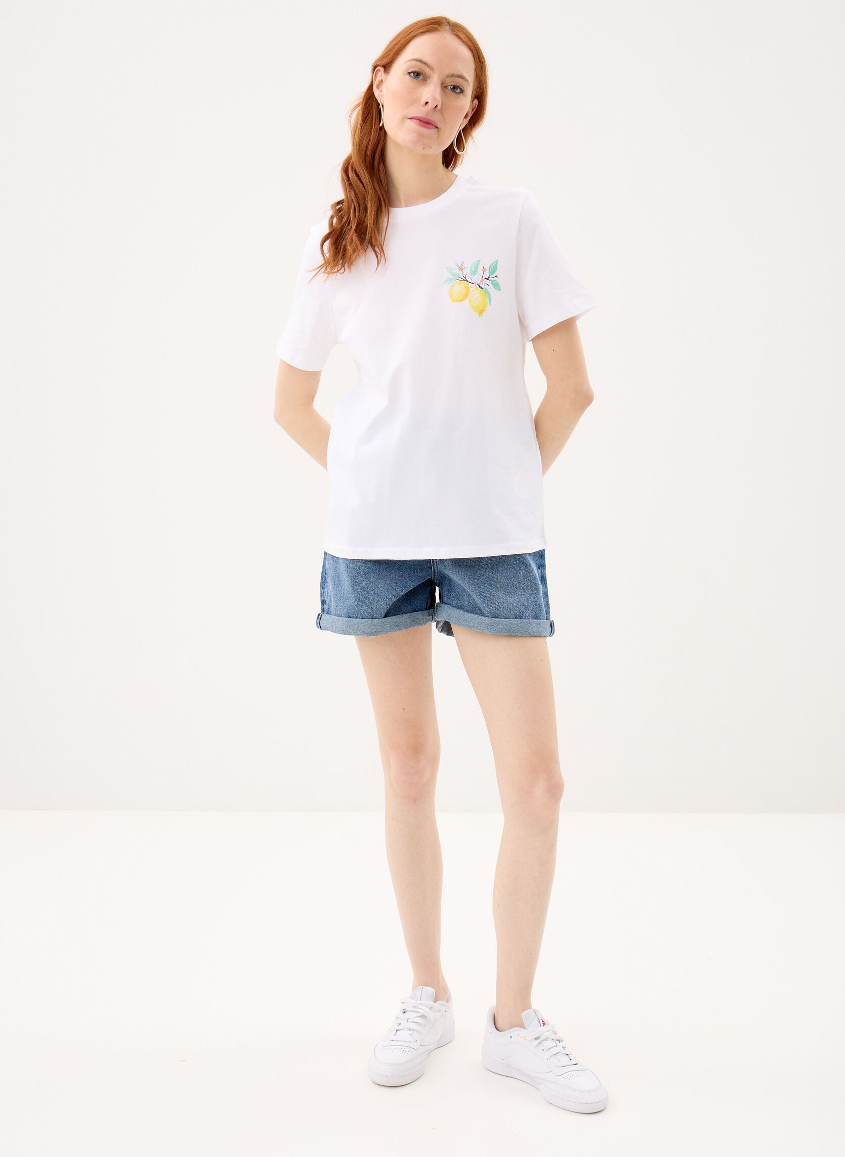 Tee-shirts Pcbrianna Ss Printed T-Shirt Jrs Bc femme blanc Pieces Tee-shirts Pcbrianna Ss Printed T-Shirt Jrs Bc femme blanc Bright white