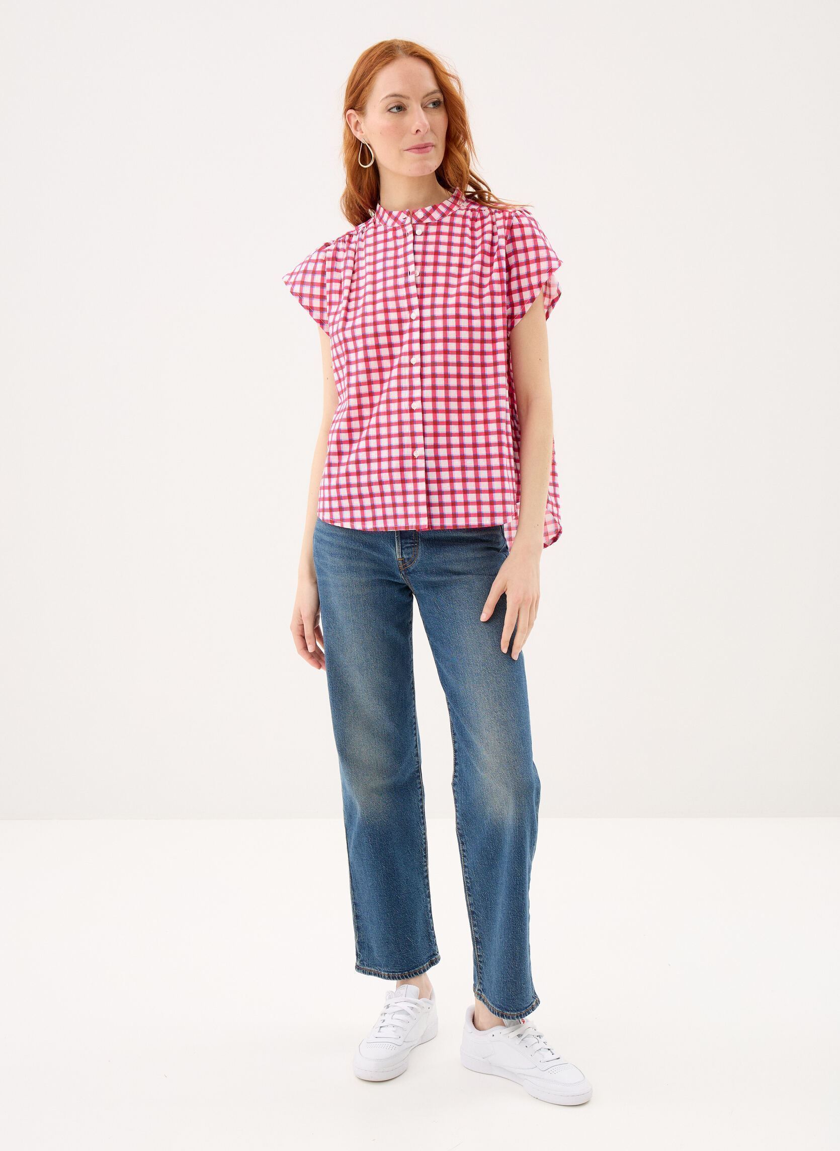 Chemises Pcjavier Ss Check Shirt Wvn Fc Bc femme rose Pieces Chemises Pcjavier Ss Check Shirt Wvn Fc Bc femme rose Fruit Dove