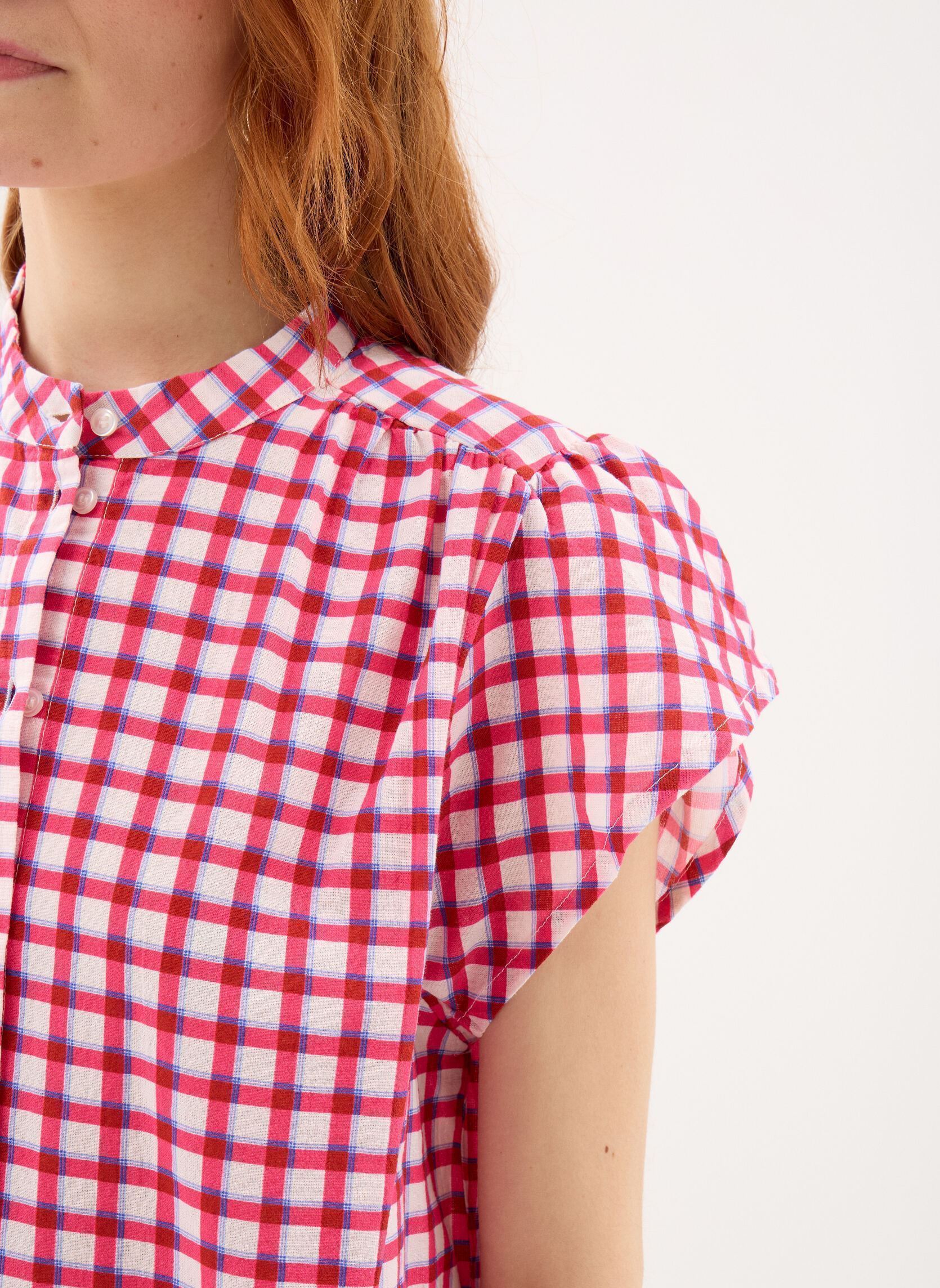 Chemises Pcjavier Ss Check Shirt Wvn Fc Bc femme rose Pieces Chemises Pcjavier Ss Check Shirt Wvn Fc Bc femme rose Fruit Dove