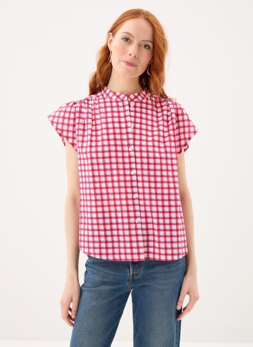 Pieces Chemises Pcjavier Ss Check Shirt Wvn Fc Bc femme rose