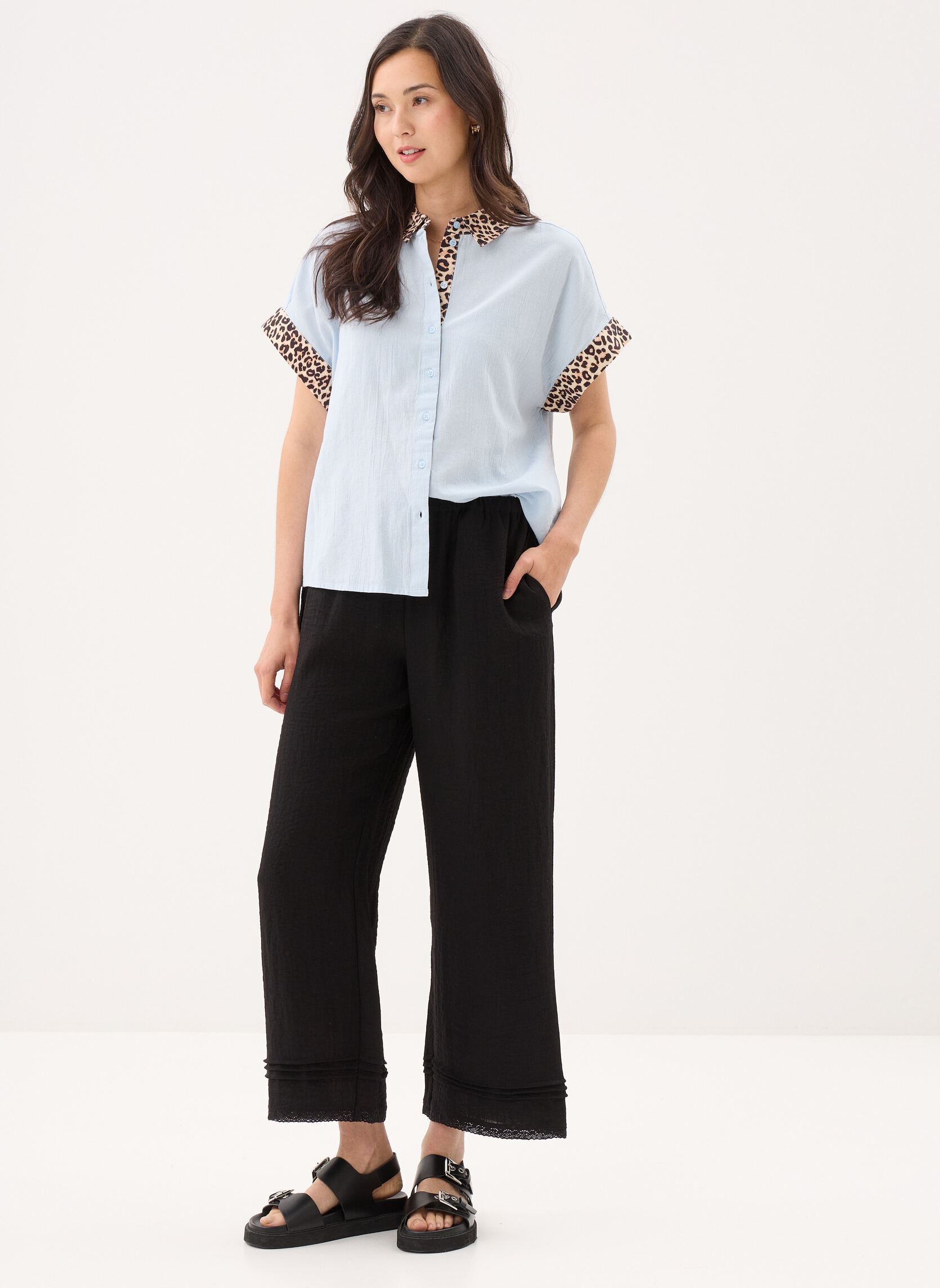 Camicie Pcjavier Ss Contrast Check Shirt Wvn Fc donna blu Pieces Camicie Pcjavier Ss Contrast Check Shirt Wvn Fc donna blu Cashmere Blue