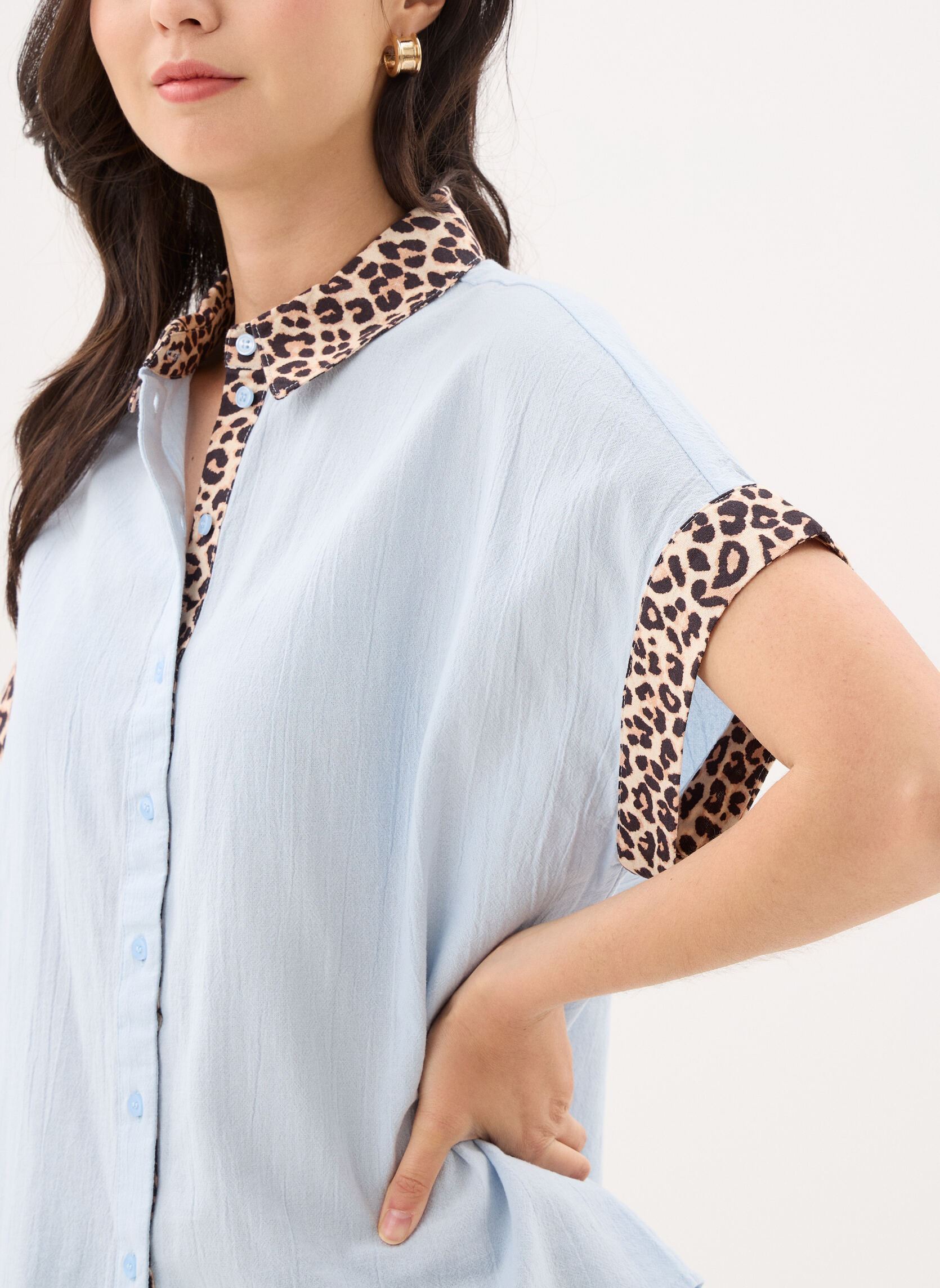 Camicie Pcjavier Ss Contrast Check Shirt Wvn Fc donna blu Pieces Camicie Pcjavier Ss Contrast Check Shirt Wvn Fc donna blu Cashmere Blue