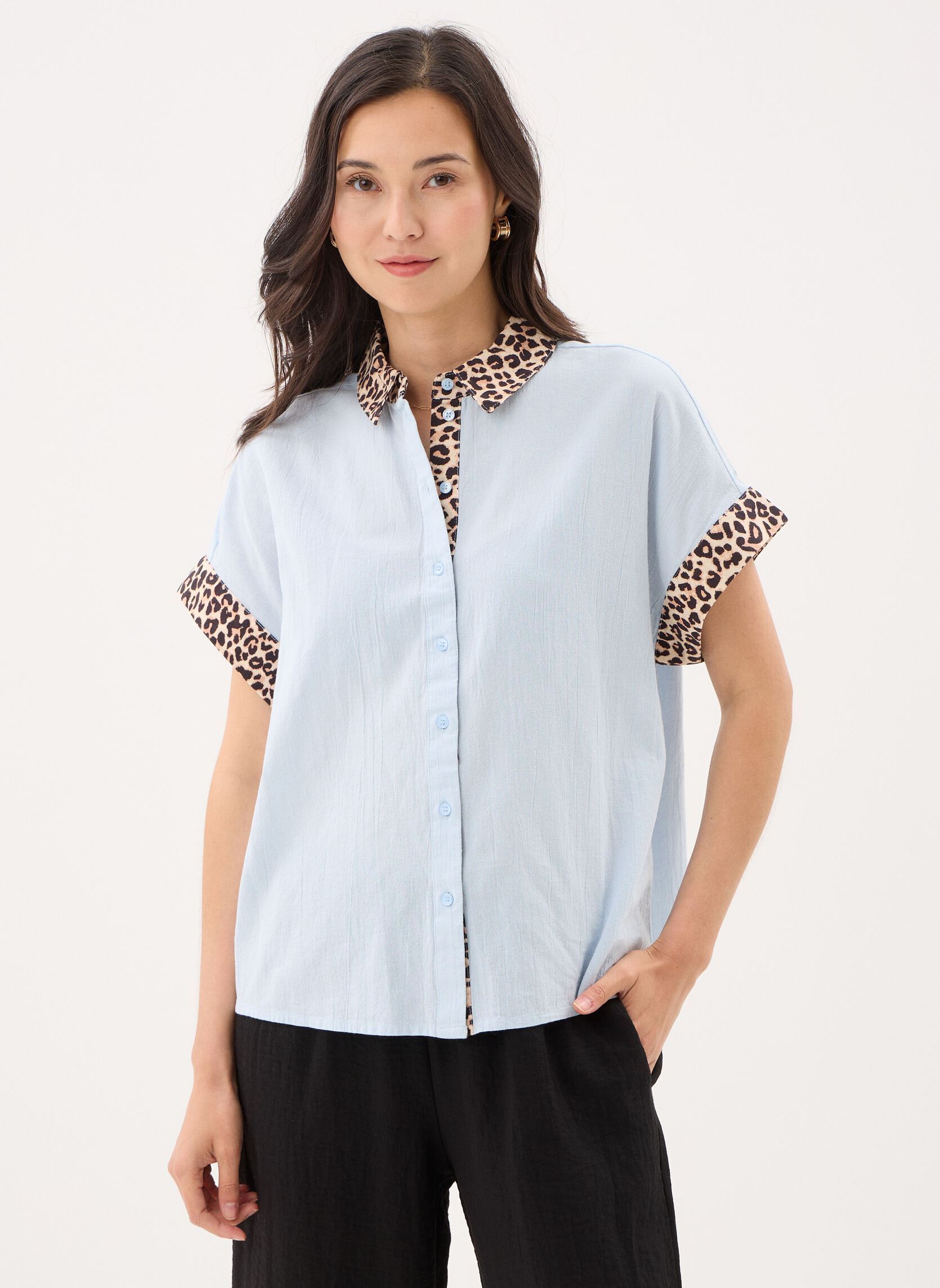 Camicie Pcjavier Ss Contrast Check Shirt Wvn Fc donna blu Pieces Camicie Pcjavier Ss Contrast Check Shirt Wvn Fc donna blu Cashmere Blue