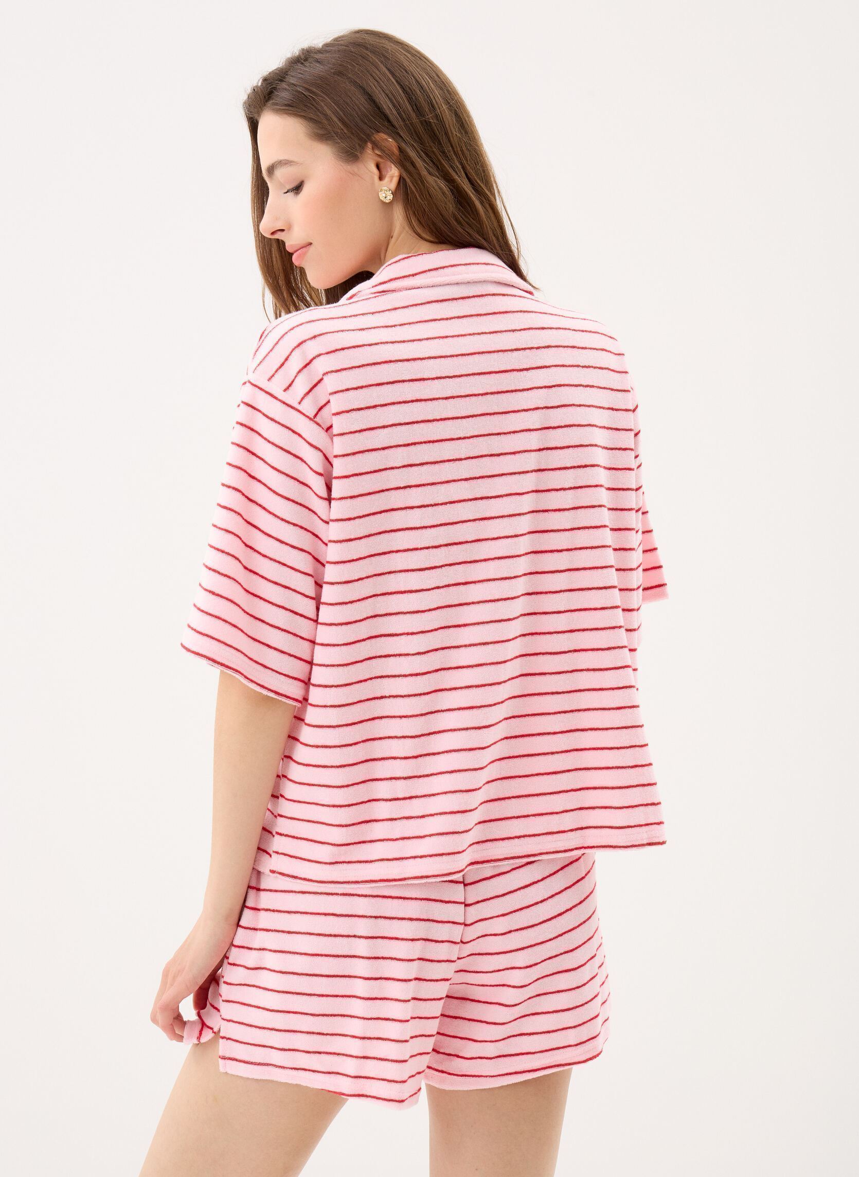 Chemises manches courtes Pckay Frotte Ss Shirt femme rose Pieces Chemises manches courtes Pckay Frotte Ss Shirt femme rose Cherry Blossom