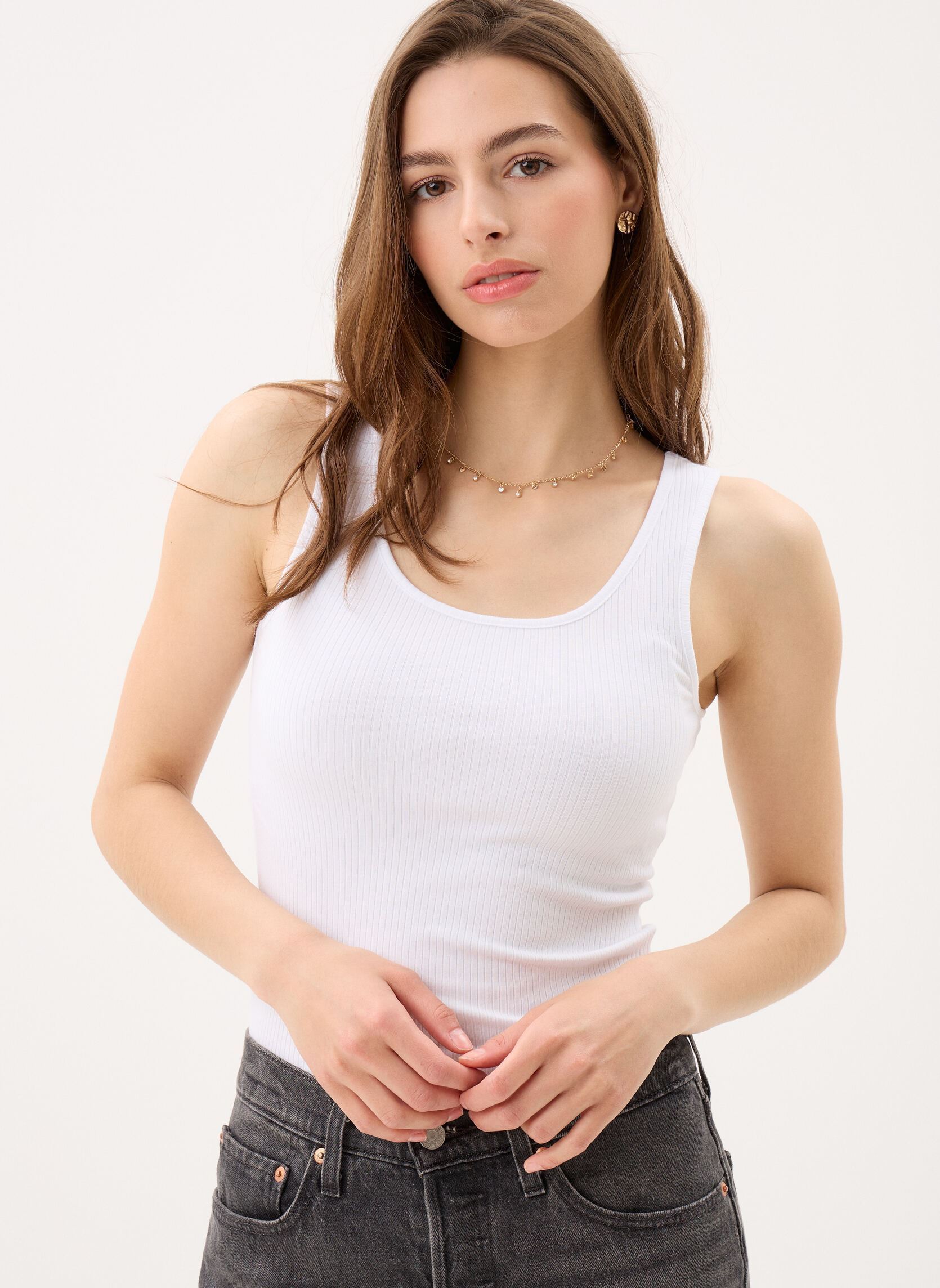 Débardeurs Pckitte Plain Tank Top Jrs Noos Bc femme blanc Pieces Débardeurs Pckitte Plain Tank Top Jrs Noos Bc femme blanc Bright white