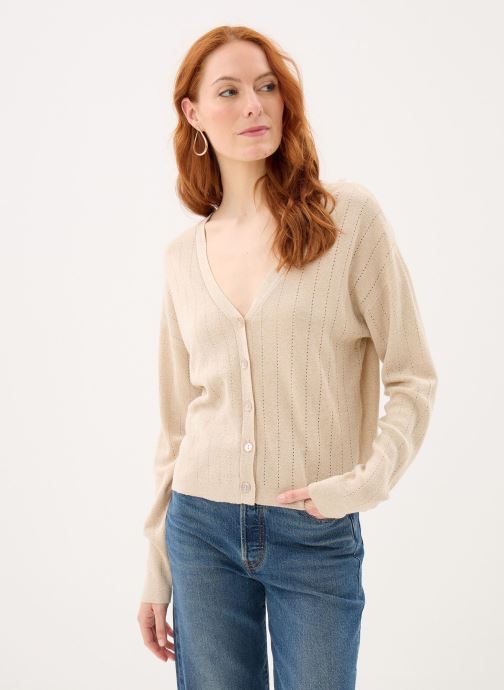 Pieces Gilets Pcsalima Ls Rev Knit Cardigan Msa femme beige