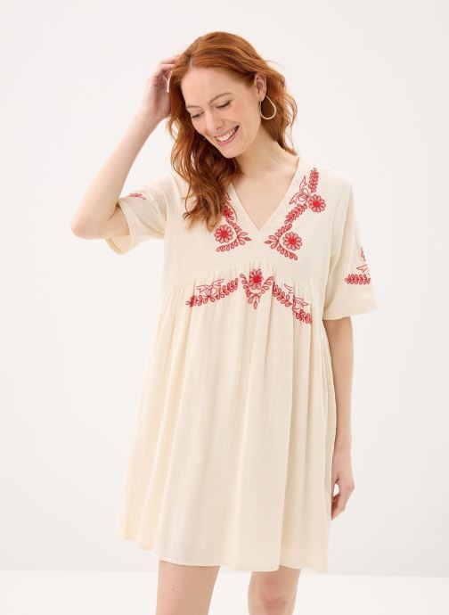 Pieces Kleider Pcsilla 2/4 Sleeves Dress Wvn Fc damen beige