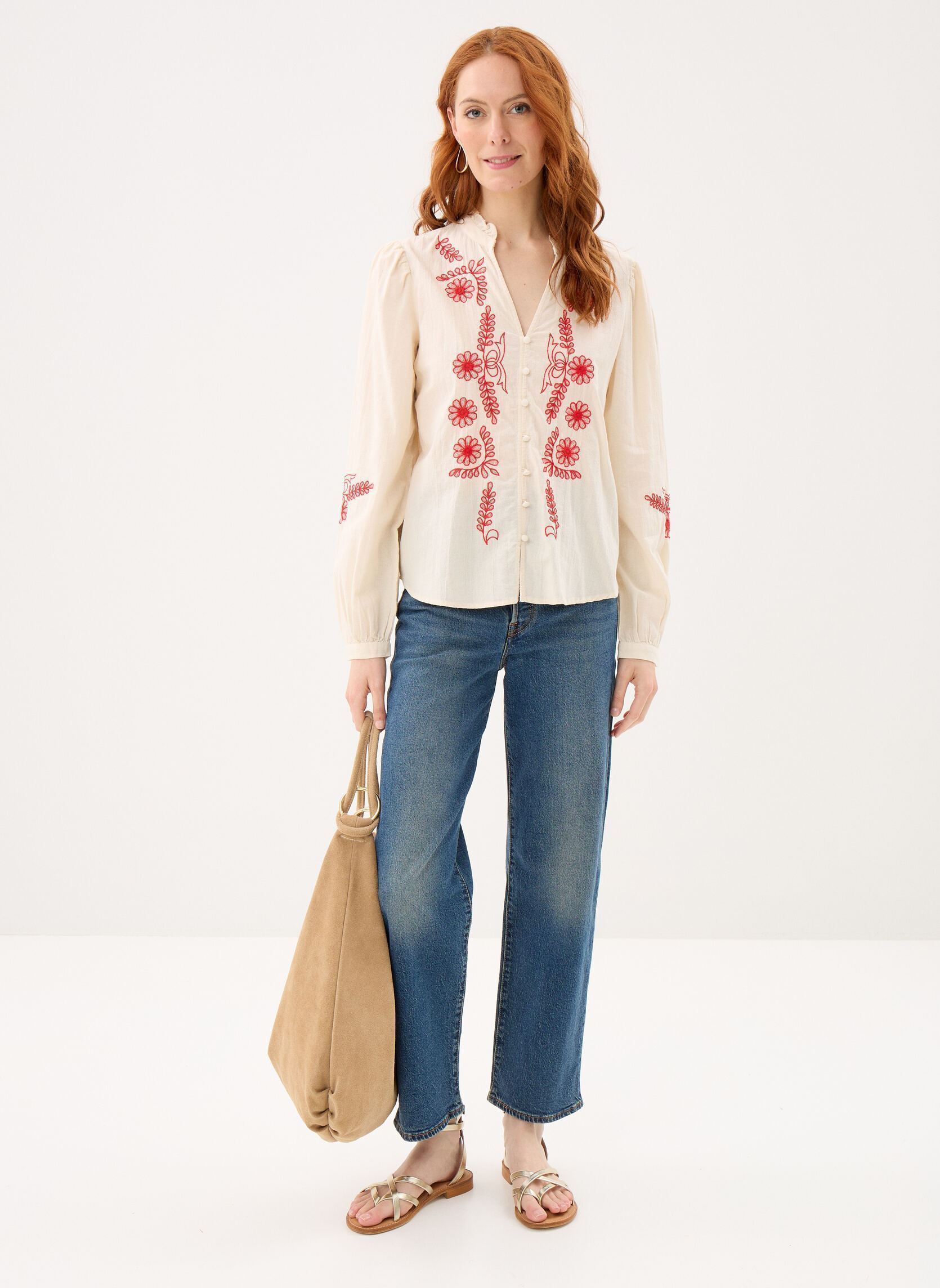 Blouses Pcsilla Ls Shirt Wvn Fc Bc femme beige Pieces Blouses Pcsilla Ls Shirt Wvn Fc Bc femme beige Birch