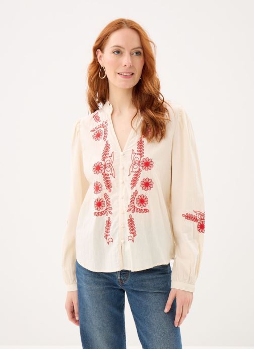Pieces Blusen Pcsilla Ls Shirt Wvn Fc Bc damen beige