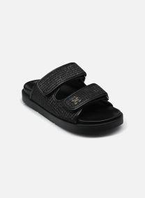 Mules DOUBLE STRAP RAFFIA femme noir