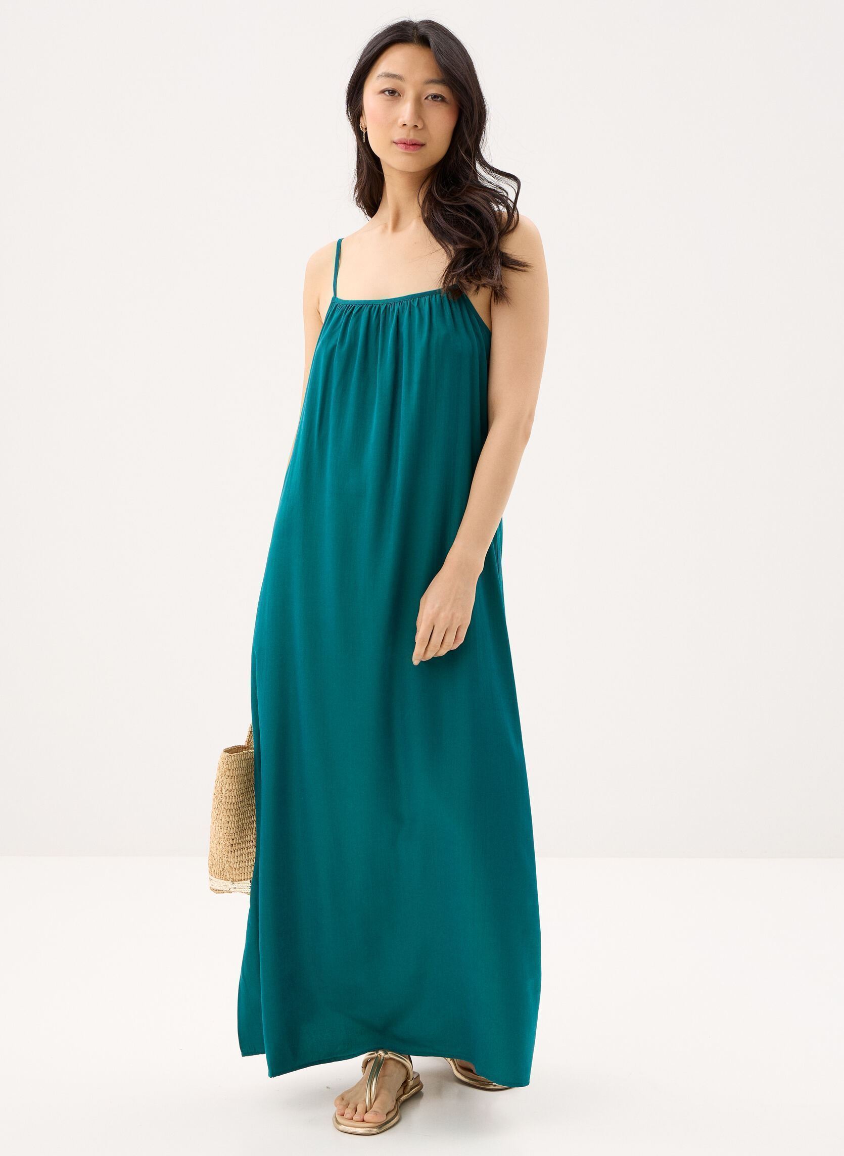 Lange jurken Pcglive Sl Anlke Dress Wvn dames groen Pieces Lange jurken Pcglive Sl Anlke Dress Wvn dames groen TEAL GREEN