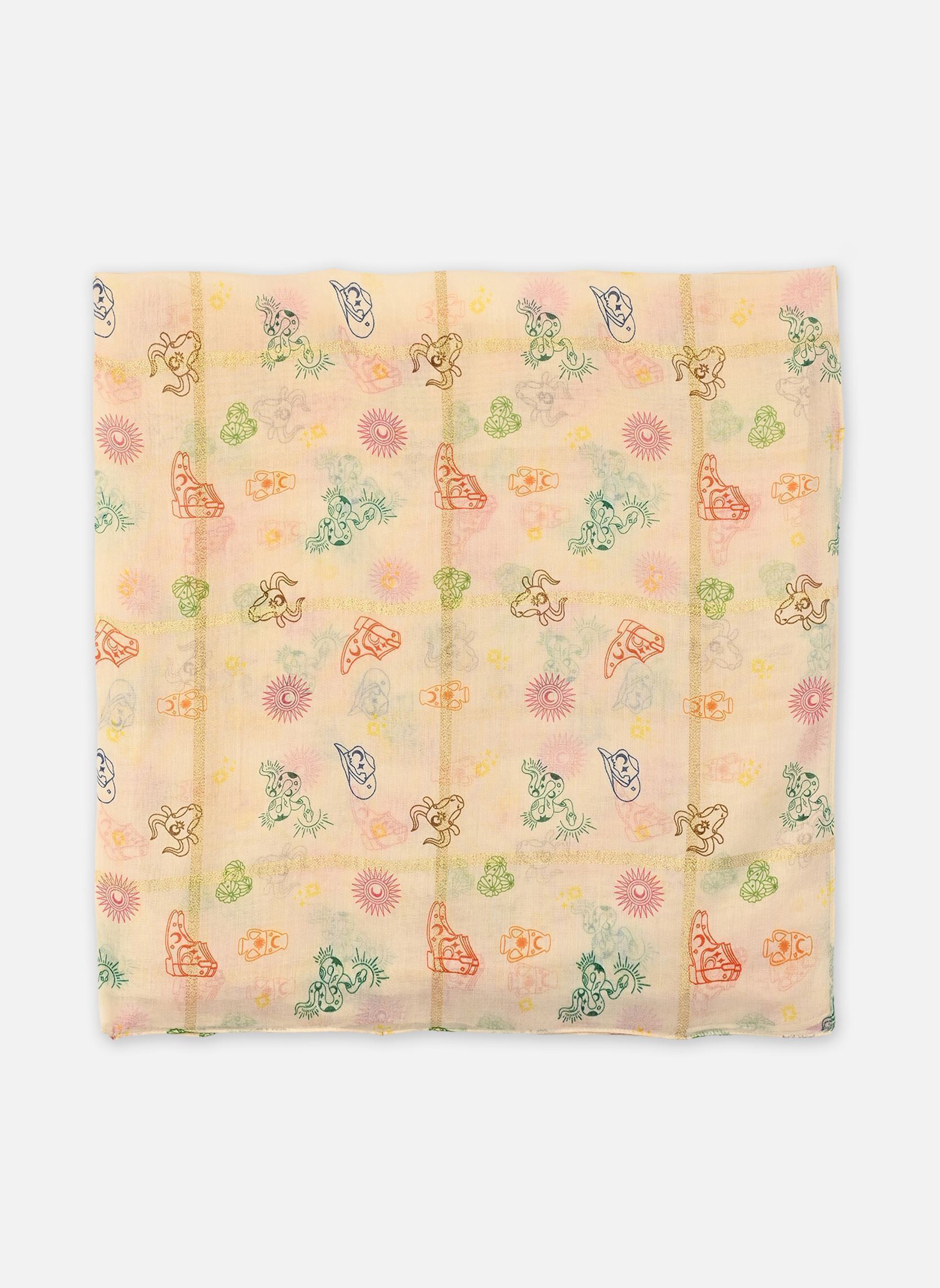 Foulards Pctasselo Square Scarf Fc femme multicolore Pieces Foulards Pctasselo Square Scarf Fc femme multicolore Birch Multi color cowboy print