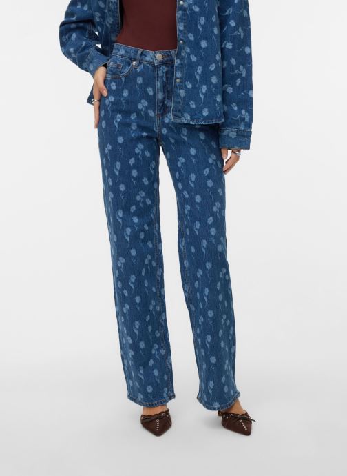 Vero Moda Wijde jeans / Flared Jeans Vmtessa Hr Wide Flower Denim Jeans Ra380 dames blauw